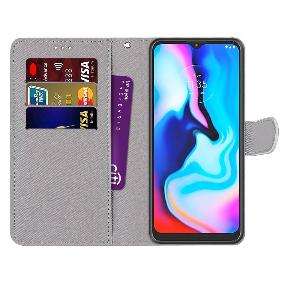 Für Motorola Moto E7 Plus / G9 / G9 Play Kunstleder Handy Tasche Book Motiv 4 Schutz Hülle Case Cover Etui Neu