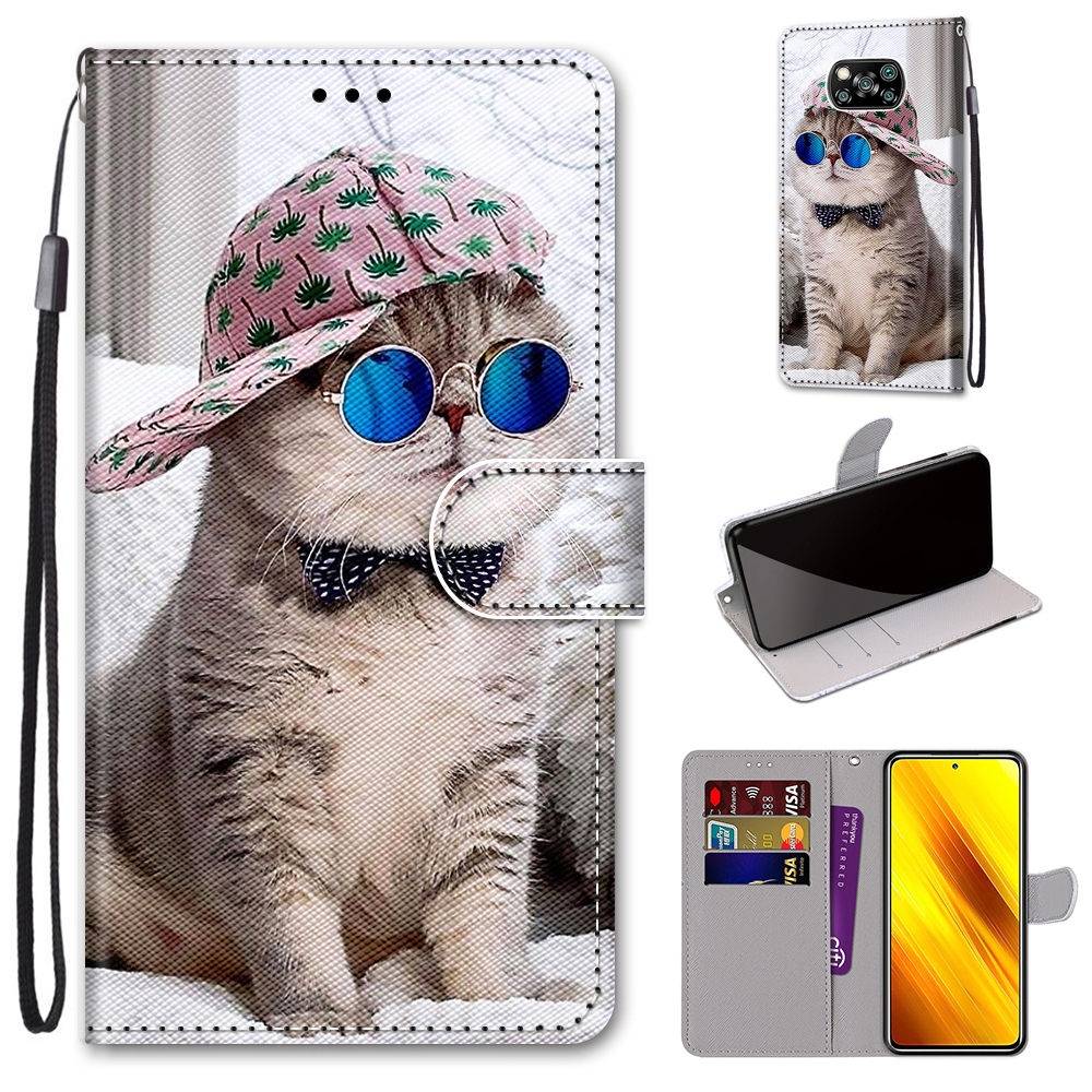 Für Xiaomi Poco X3 Kunstleder Handy Tasche Book Motiv 35 Schutz Hülle Case Cover Etuis Neu