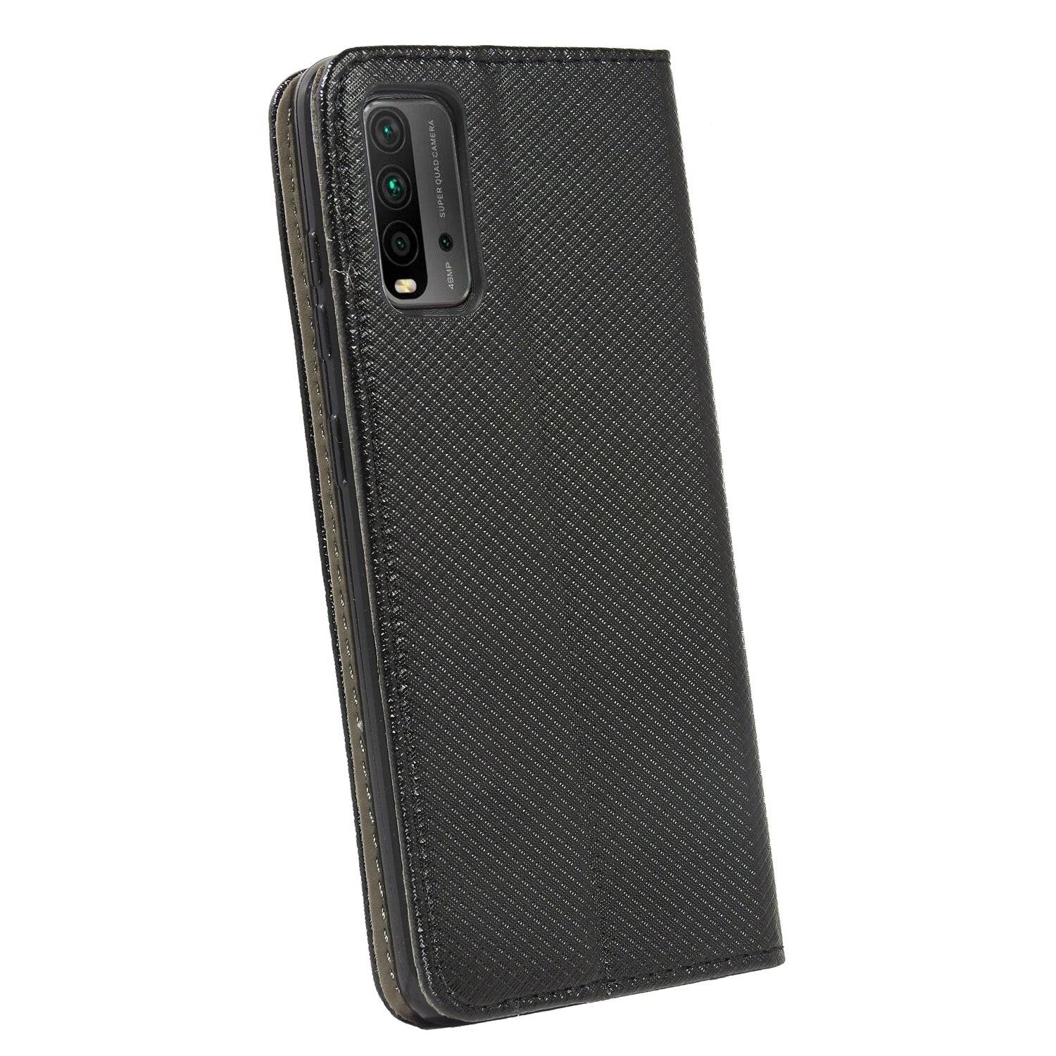 Buch Tasche "Smart" für XIAOMI REDMI 9T Handy Hülle Schutzhülle mit Standfunktion, Kartenfach Schwarz