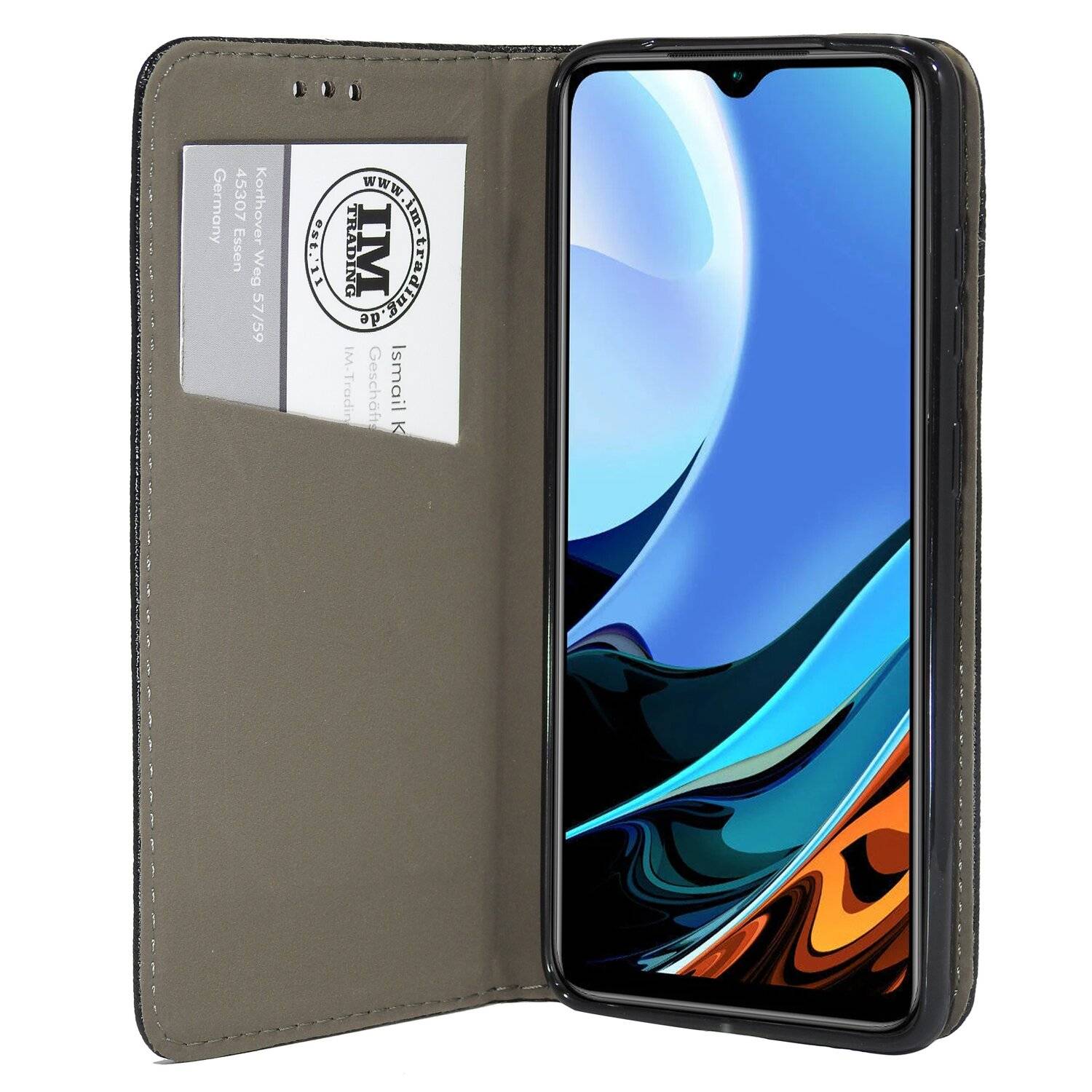Buch Tasche "Smart" für XIAOMI REDMI 9T Handy Hülle Schutzhülle mit Standfunktion, Kartenfach Schwarz