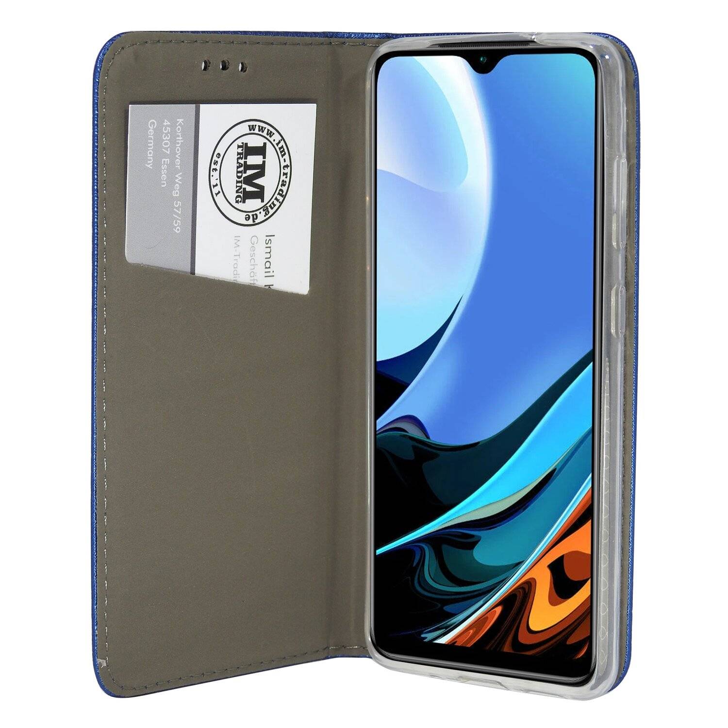 Buch Tasche "Smart" für XIAOMI REDMI 9T Handy Hülle Schutzhülle mit Standfunktion, Kartenfach Blau