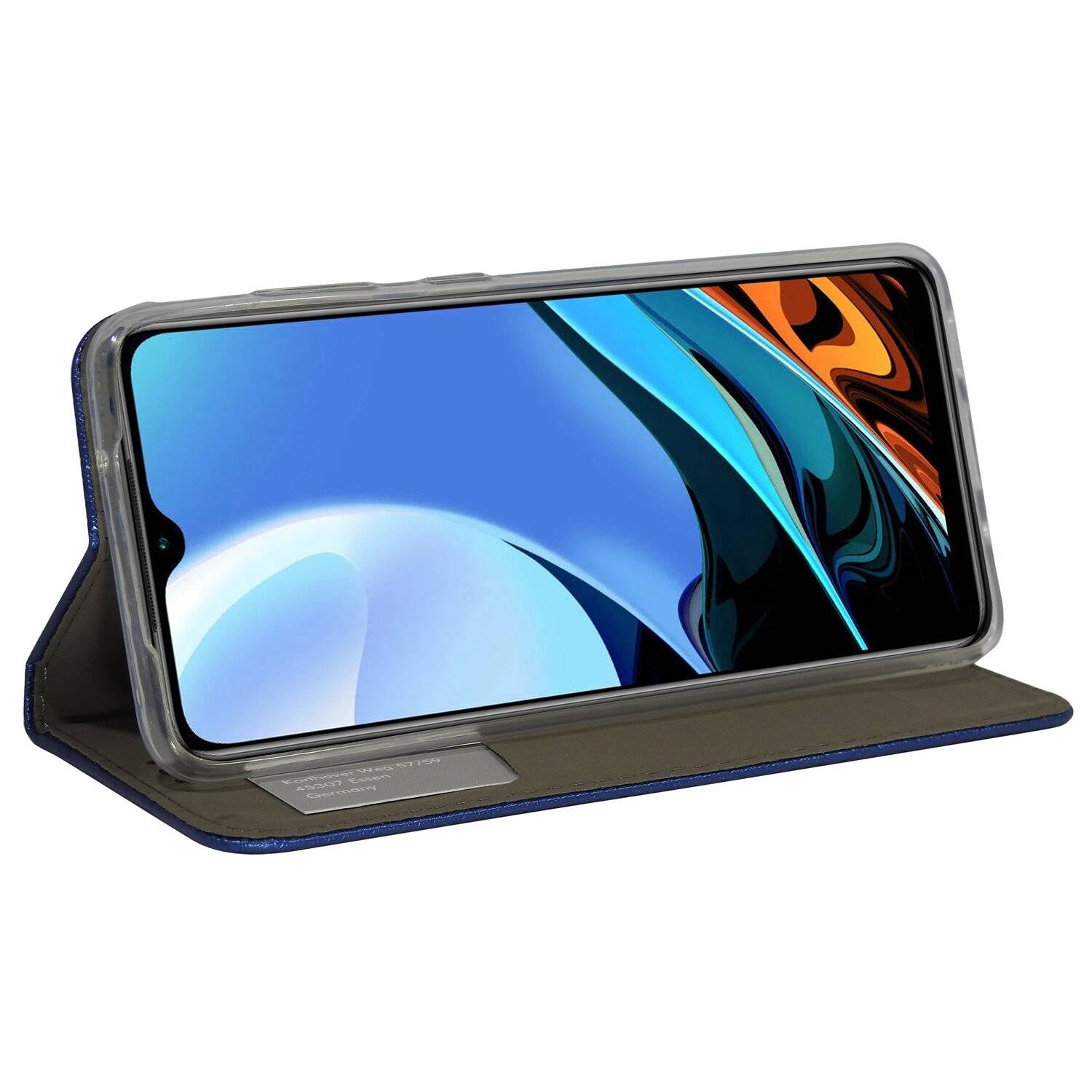 Buch Tasche "Smart" für XIAOMI REDMI 9T Handy Hülle Schutzhülle mit Standfunktion, Kartenfach Blau