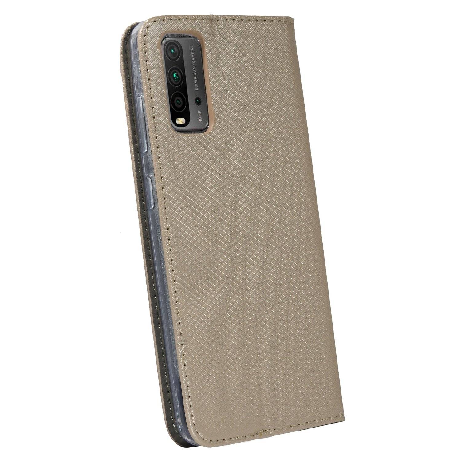 Buch Tasche "Smart" für XIAOMI REDMI 9T Handy Hülle Schutzhülle mit Standfunktion, Kartenfach Gold