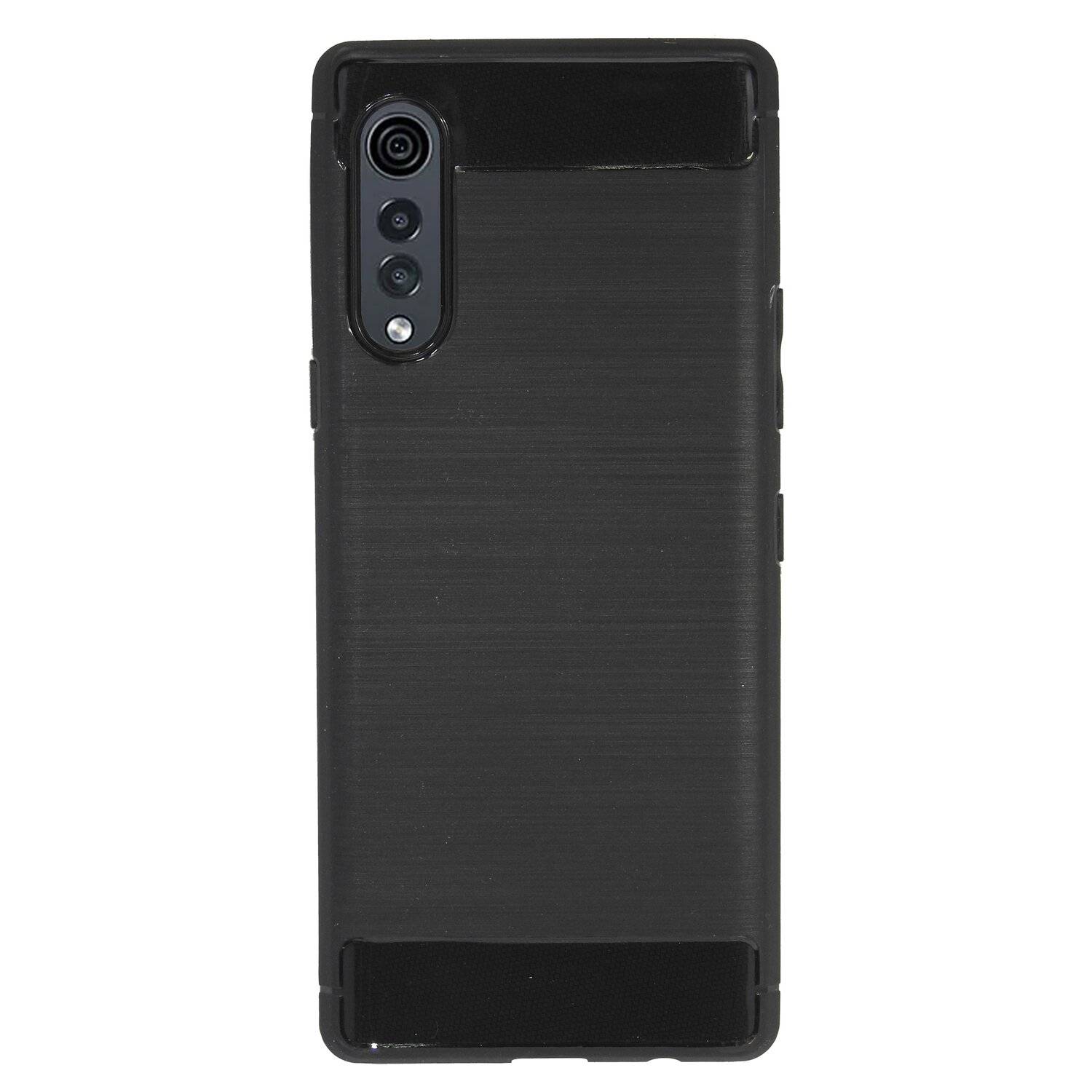 cofi1453® Silikon Hülle Bumper Carbon kompatibel mit LG Velvet Case TPU Soft Handyhülle Cover Schutzhülle Schwarz