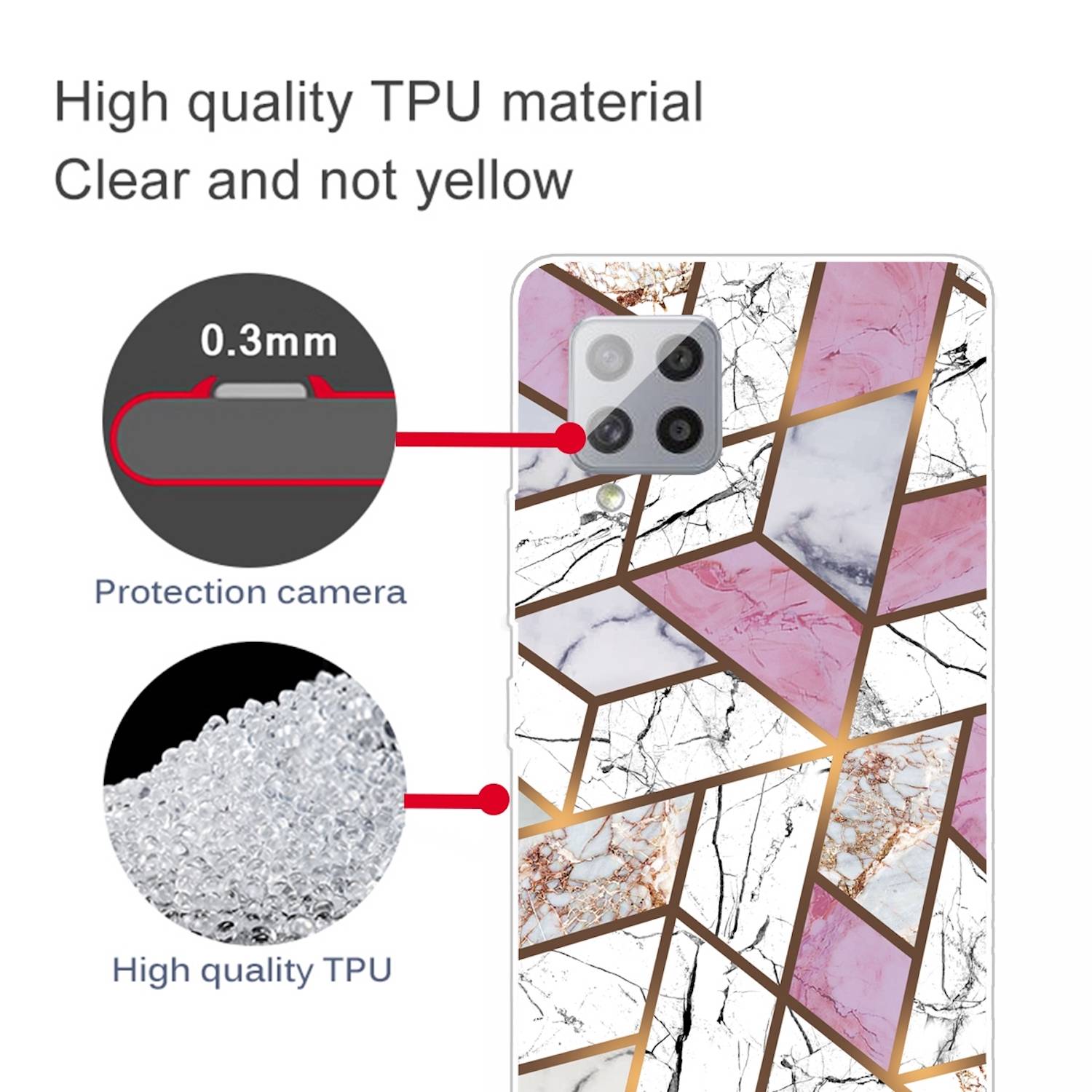 Für Samsung Galaxy A42 5G Silikon Case TPU Marble White Purple Schutz Muster Tasche Hülle Cover Etuis Zubehör