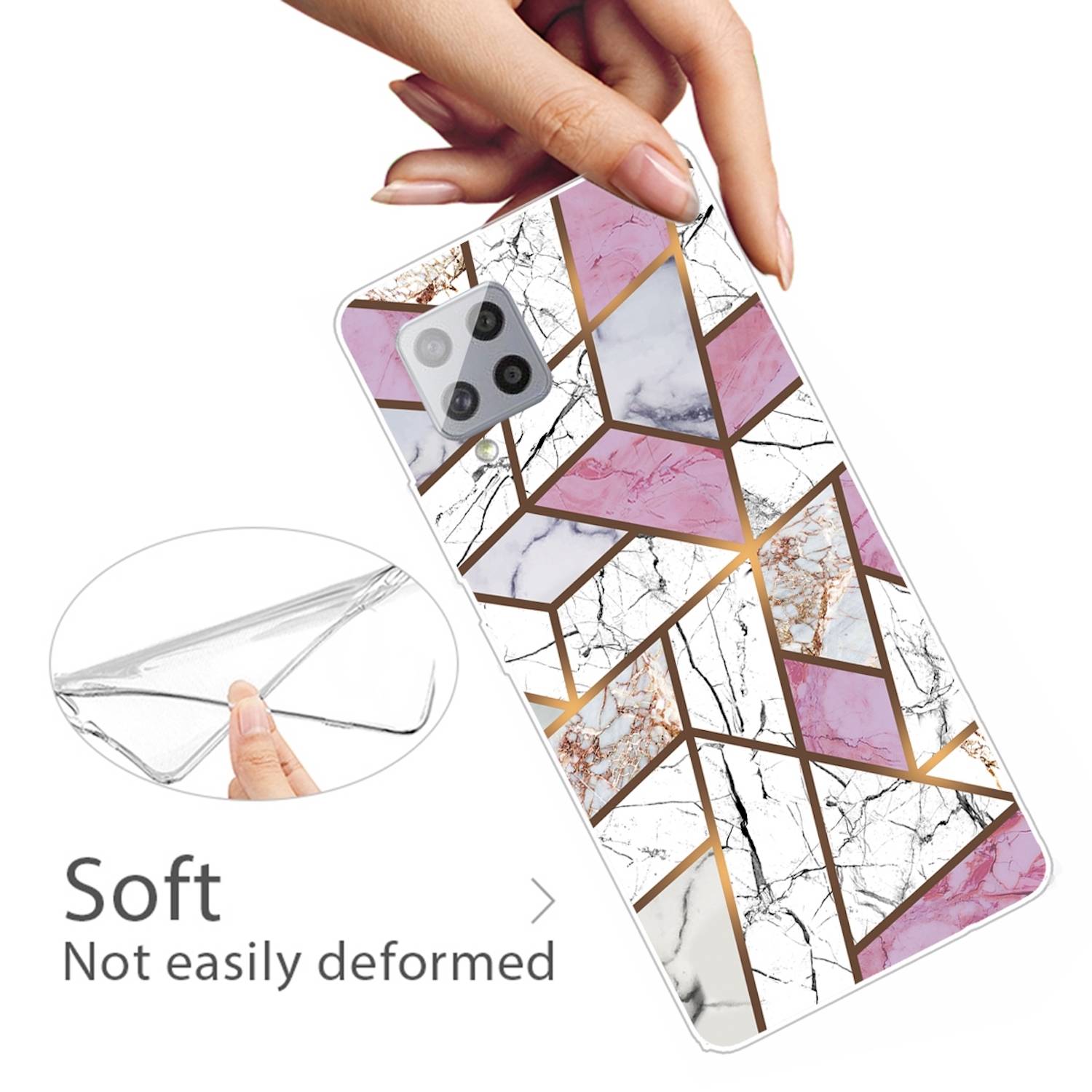 Für Samsung Galaxy A42 5G Silikon Case TPU Marble White Purple Schutz Muster Tasche Hülle Cover Etuis Zubehör