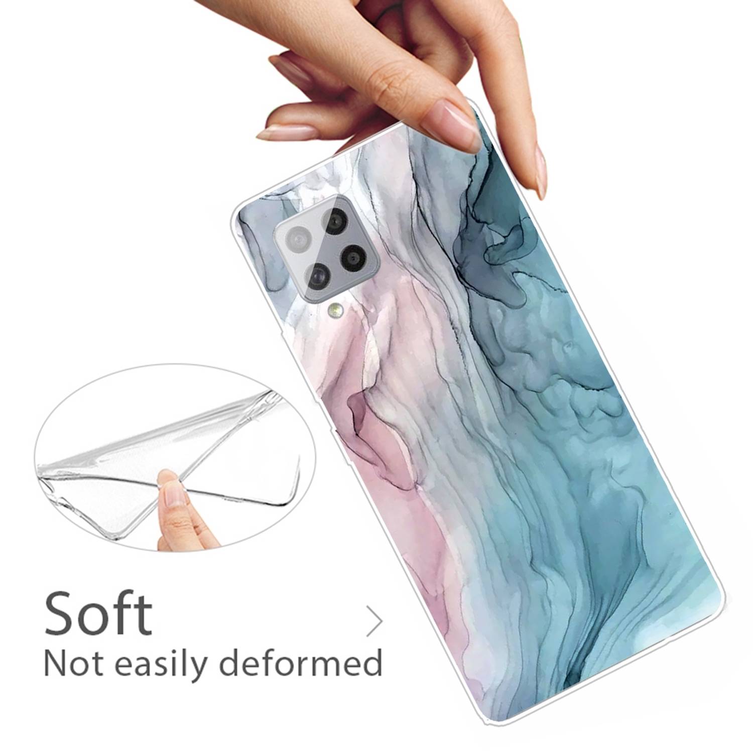 Für Samsung Galaxy A42 5G Silikon Case TPU Marble Abstract Grey Schutz Muster Tasche Hülle Cover Etuis Zubehör