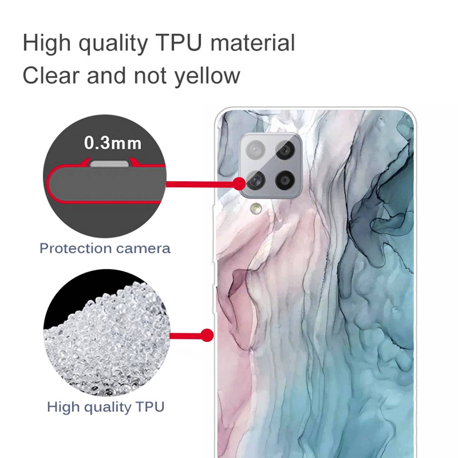 Für Samsung Galaxy A42 5G Silikon Case TPU Marble Abstract Grey Schutz Muster Tasche Hülle Cover Etuis Zubehör