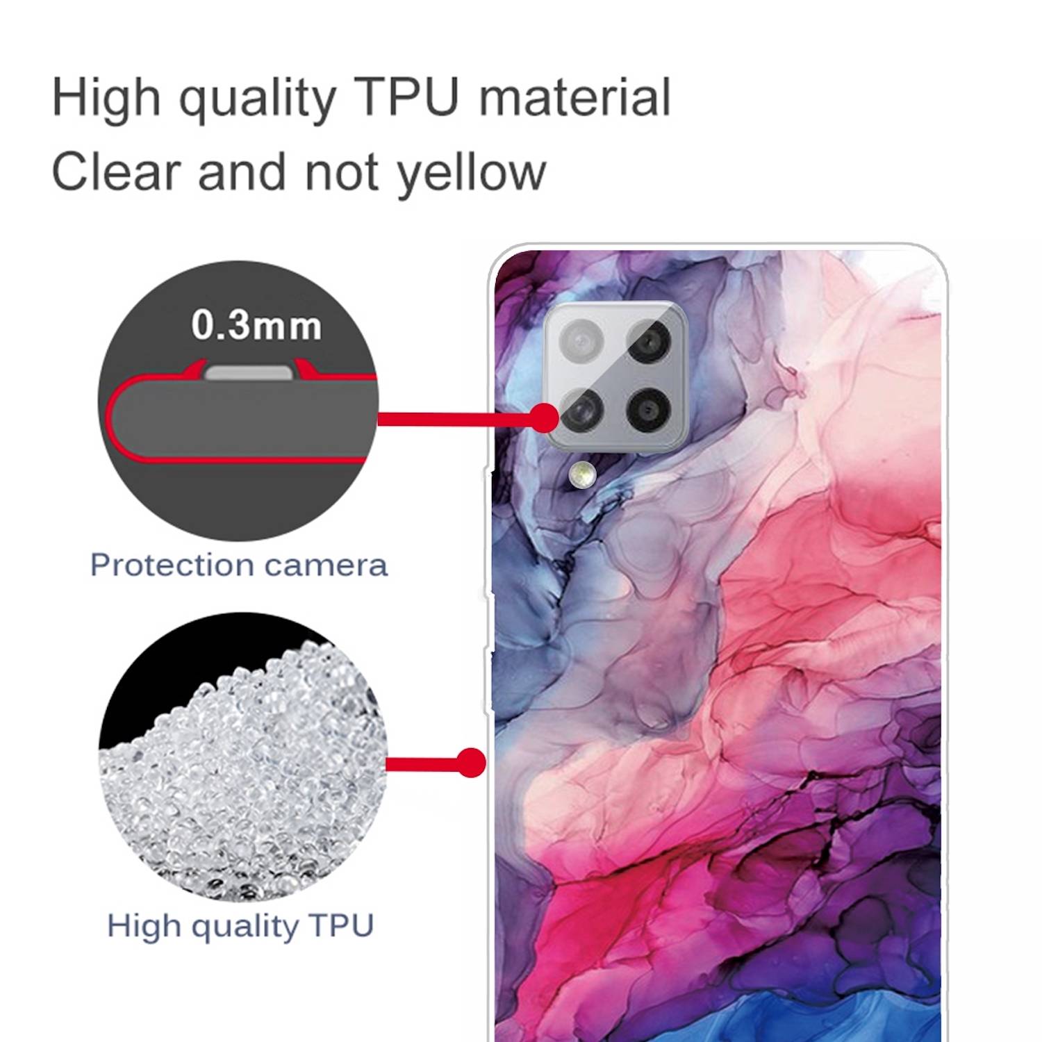 Für Samsung Galaxy A42 5G Silikon Case TPU Marble Abstract Red Schutz Muster Tasche Hülle Cover Etuis Zubehör