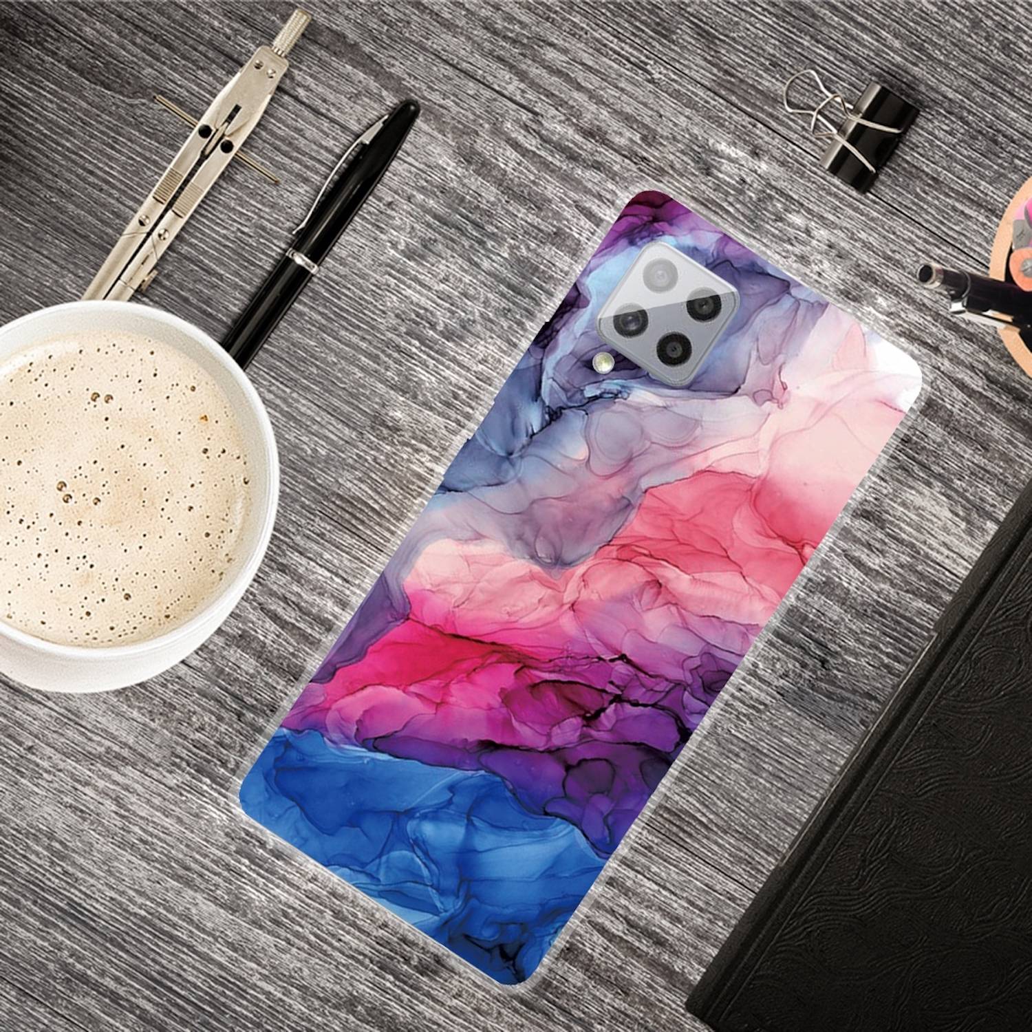 Für Samsung Galaxy A42 5G Silikon Case TPU Marble Abstract Red Schutz Muster Tasche Hülle Cover Etuis Zubehör