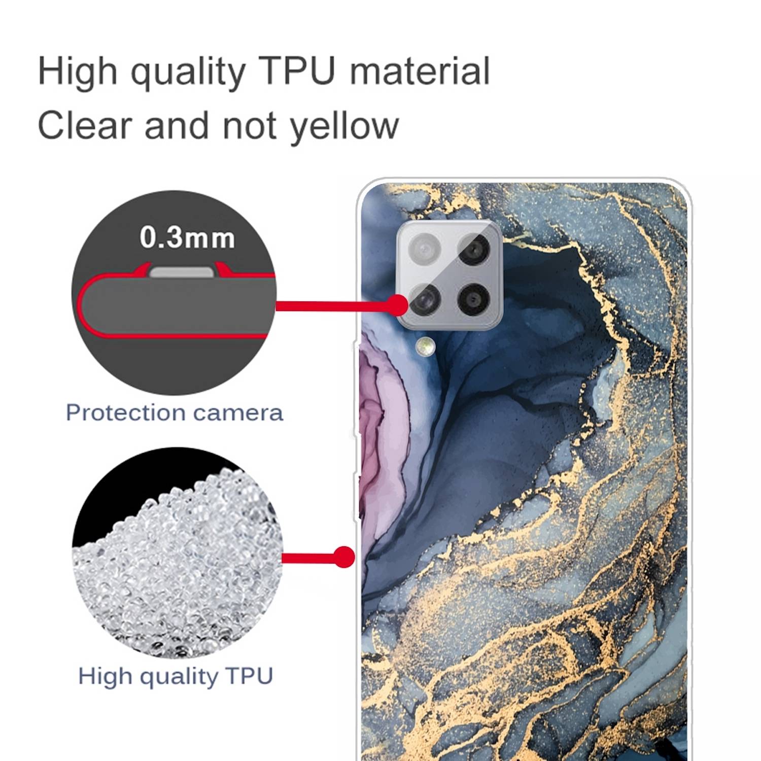 Für Samsung Galaxy A42 5G Silikon Case TPU Marble Abstract Gold Schutz Muster Tasche Hülle Cover Etuis Zubehör