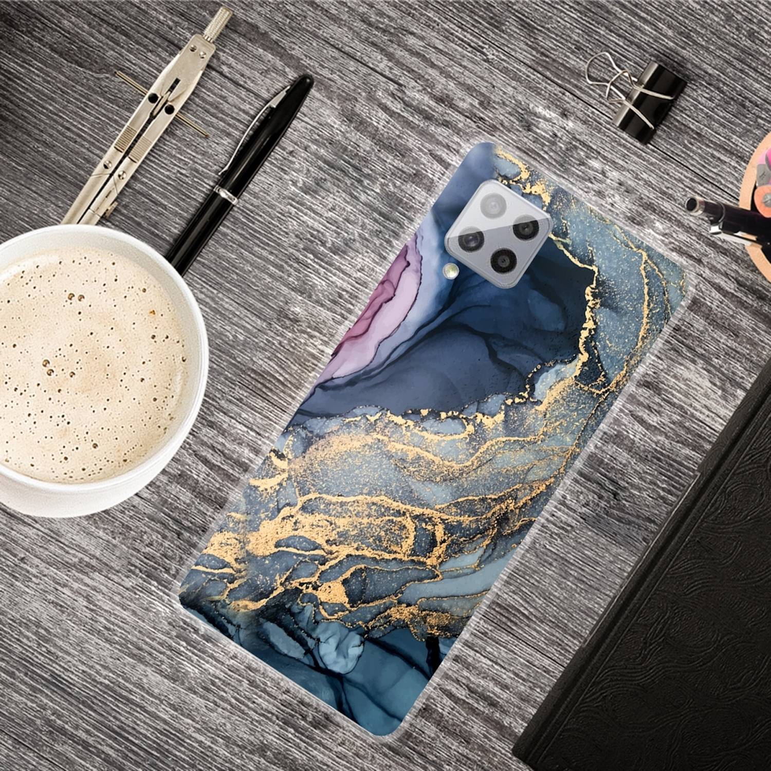 Für Samsung Galaxy A42 5G Silikon Case TPU Marble Abstract Gold Schutz Muster Tasche Hülle Cover Etuis Zubehör