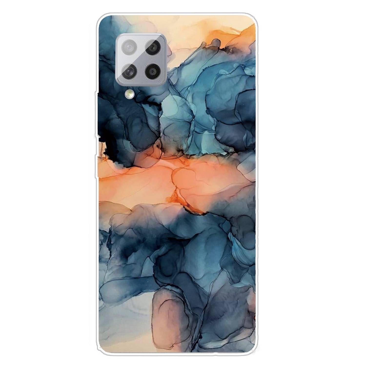 Für Samsung Galaxy A42 5G Silikon Case TPU Marble Abstract Blue Schutz Muster Tasche Hülle Cover Etuis Zubehör