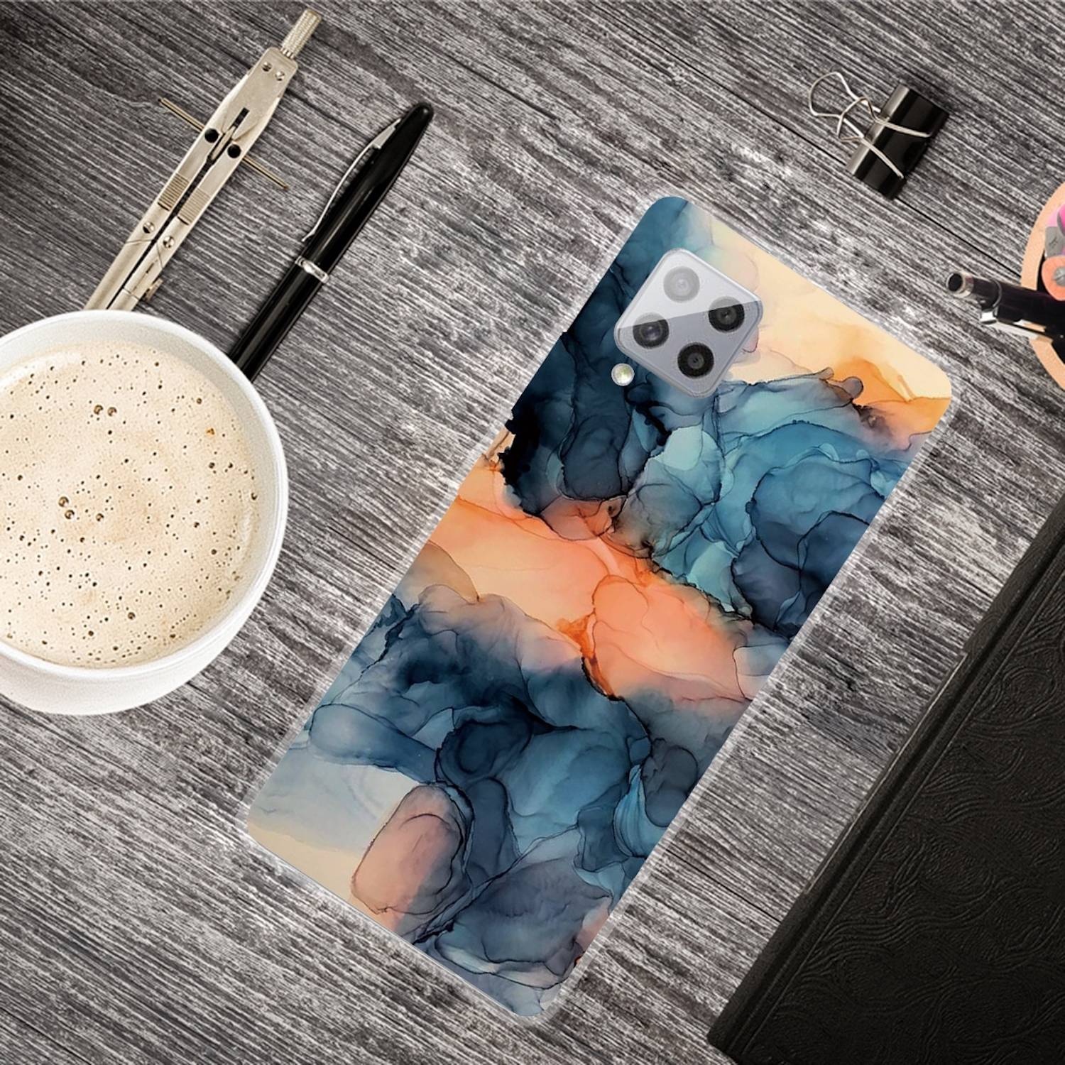 Für Samsung Galaxy A42 5G Silikon Case TPU Marble Abstract Blue Schutz Muster Tasche Hülle Cover Etuis Zubehör