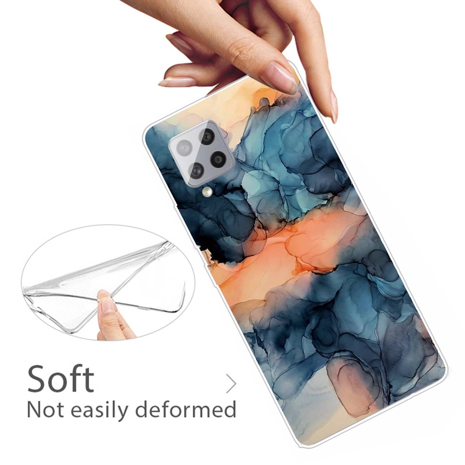 Für Samsung Galaxy A42 5G Silikon Case TPU Marble Abstract Blue Schutz Muster Tasche Hülle Cover Etuis Zubehör
