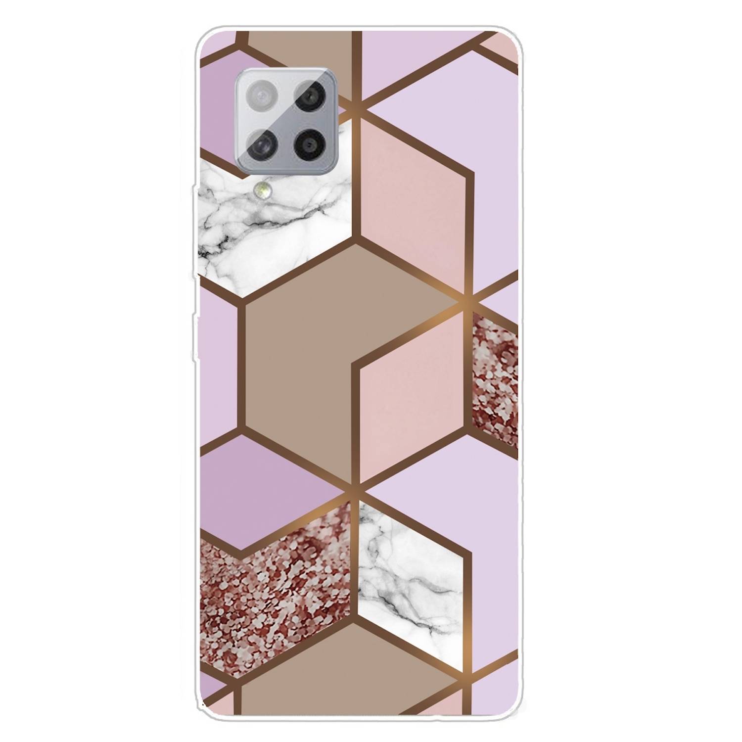 Für Samsung Galaxy A42 5G Silikon Case TPU Marble Orange Purple Schutz Muster Tasche Hülle Cover Etuis Zubehör