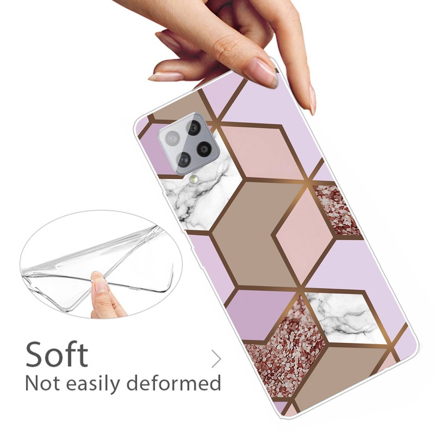 Für Samsung Galaxy A42 5G Silikon Case TPU Marble Orange Purple Schutz Muster Tasche Hülle Cover Etuis Zubehör