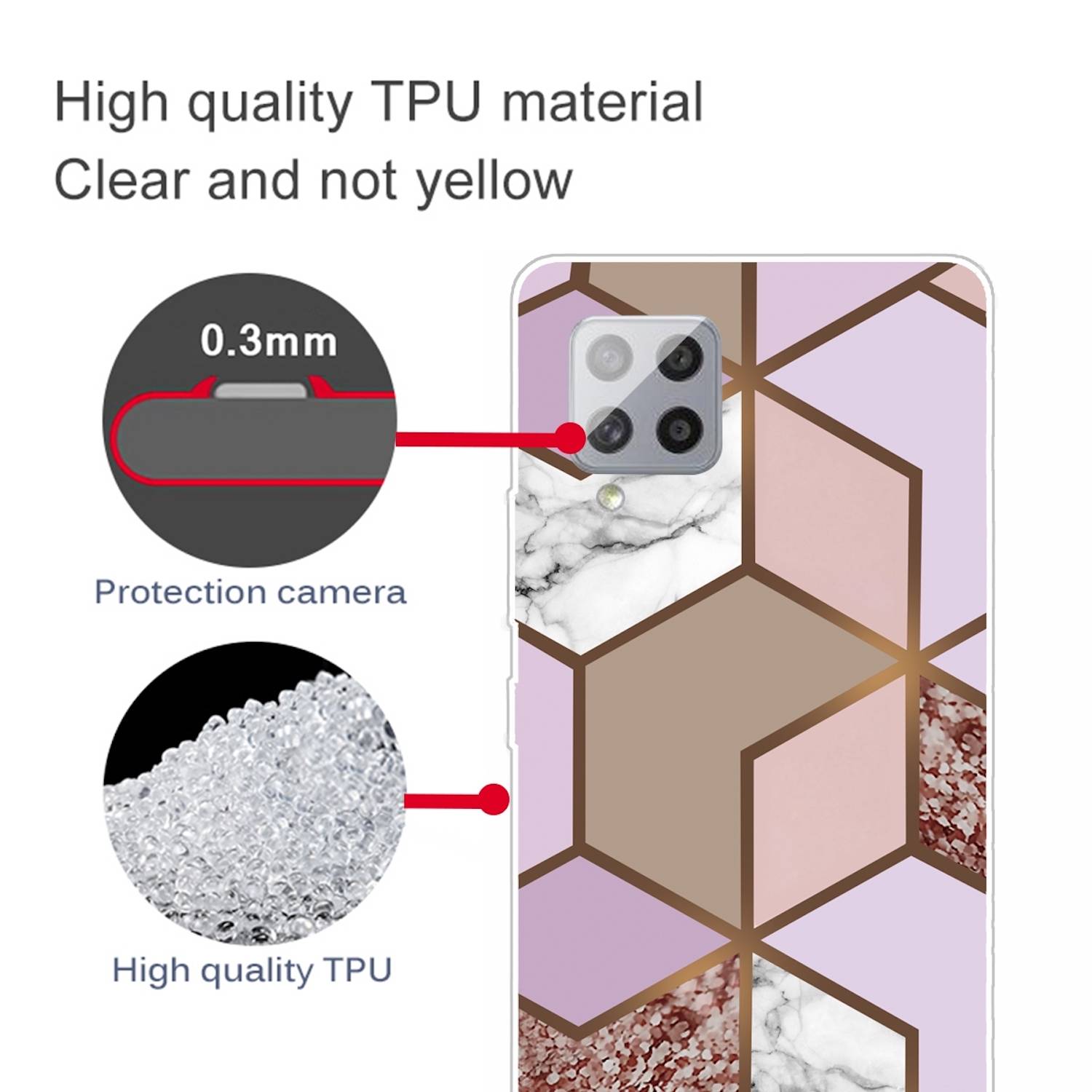 Für Samsung Galaxy A42 5G Silikon Case TPU Marble Orange Purple Schutz Muster Tasche Hülle Cover Etuis Zubehör