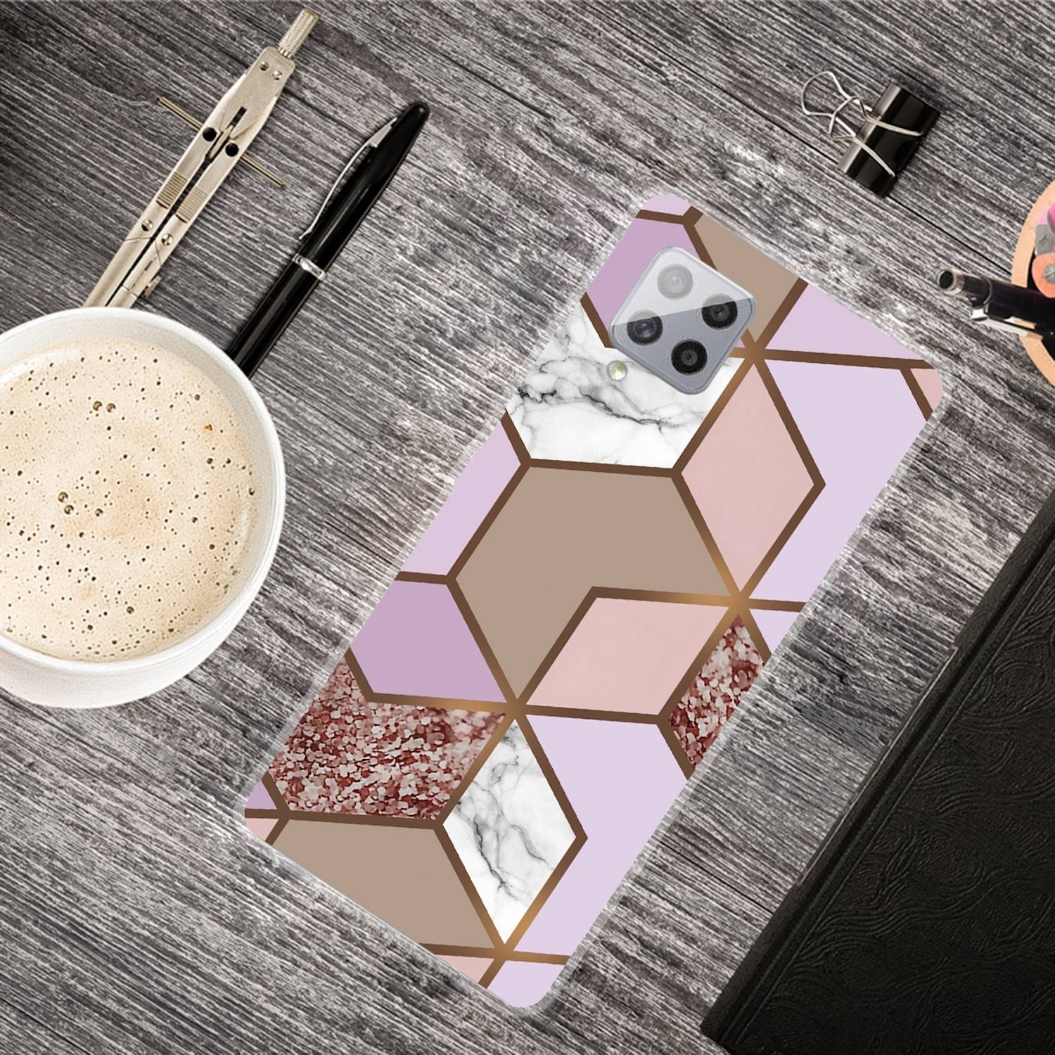 Für Samsung Galaxy A42 5G Silikon Case TPU Marble Orange Purple Schutz Muster Tasche Hülle Cover Etuis Zubehör