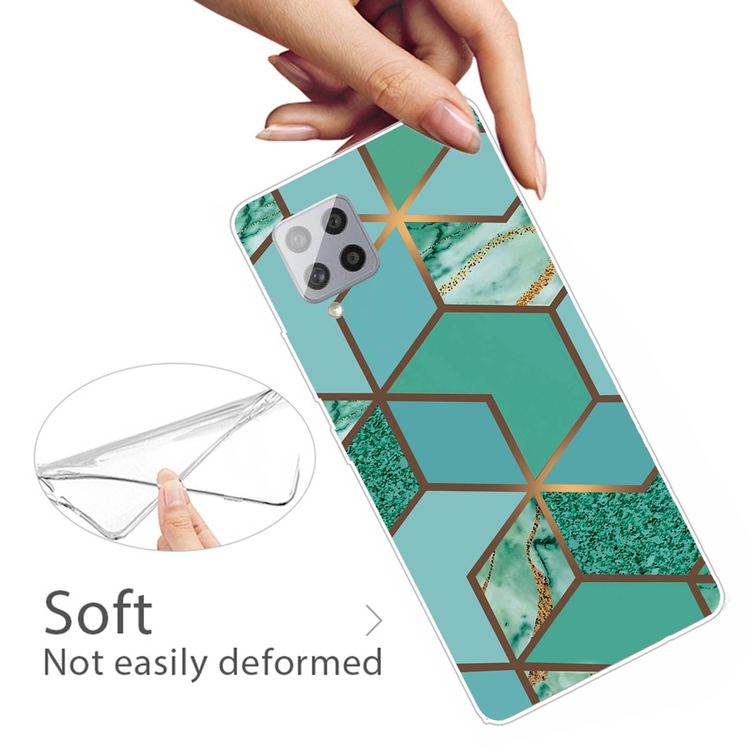 Für Samsung Galaxy A42 5G Silikon Case TPU Marble Grün Schutz Muster Tasche Hülle Cover Etuis Zubehör