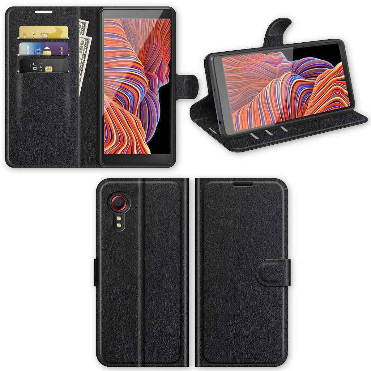Samsung Galaxy Xcover 5 Handy Tasche Wallet Premium Schwarz Schutz Hülle Case Cover Etuis Neu Zubehör