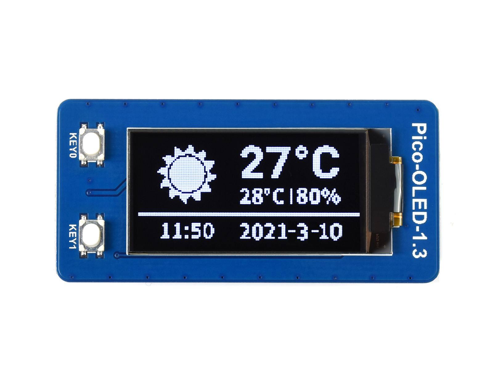 WaveShare 1.3inch OLED Display Module for Raspberry Pi Pico, 64×128, SPI/I2C