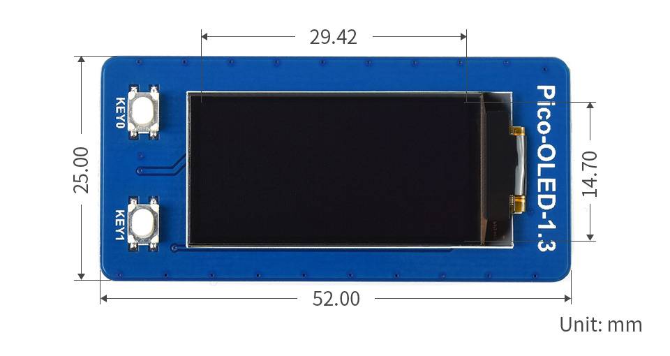 WaveShare 1.3inch OLED Display Module for Raspberry Pi Pico, 64×128, SPI/I2C