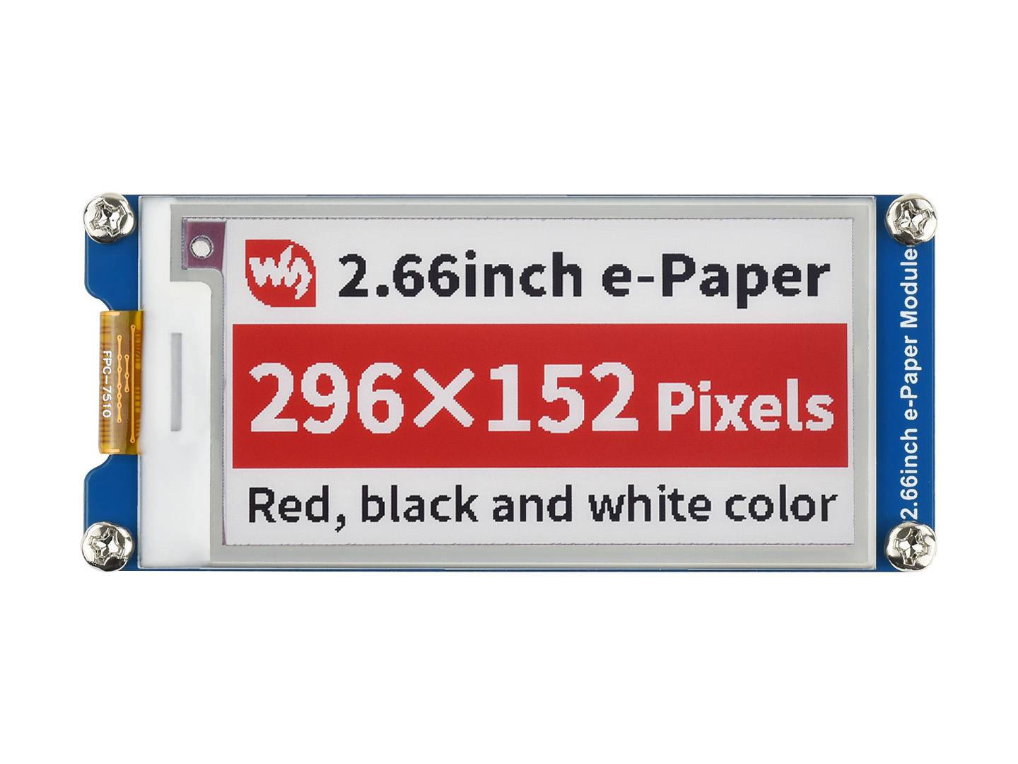 WaveShare 2.66inch E-Paper E-Ink Display Module (B), 296×152, Red / Black / White, SPI