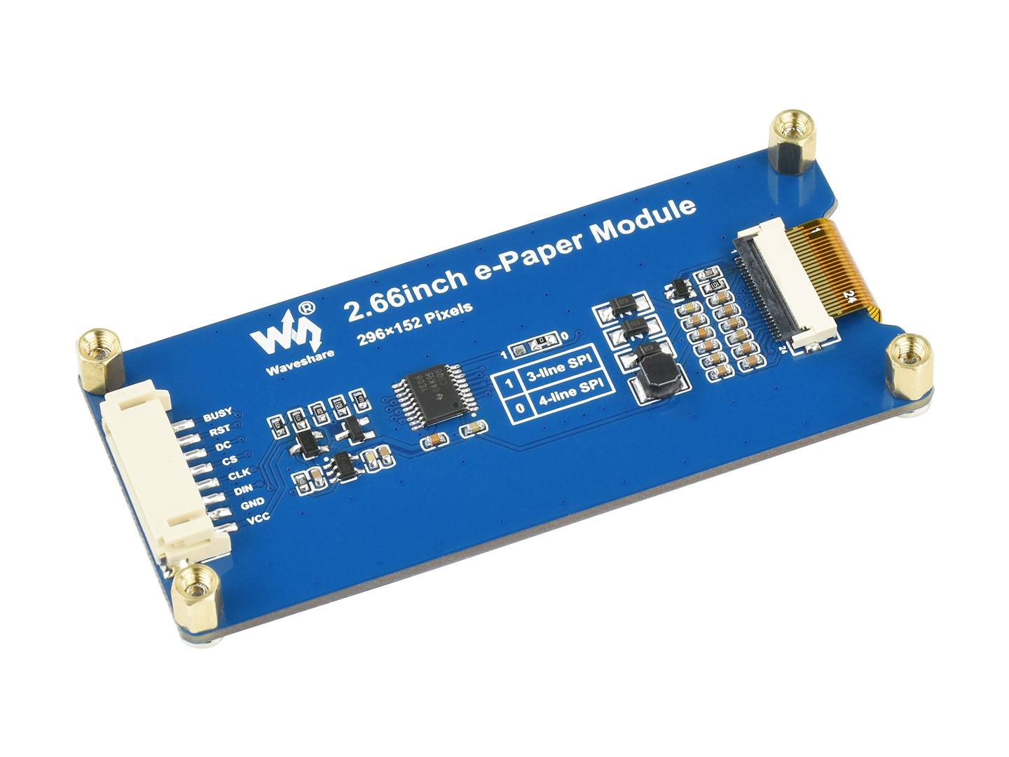 WaveShare 2.66inch E-Paper E-Ink Display Module (B), 296×152, Red / Black / White, SPI