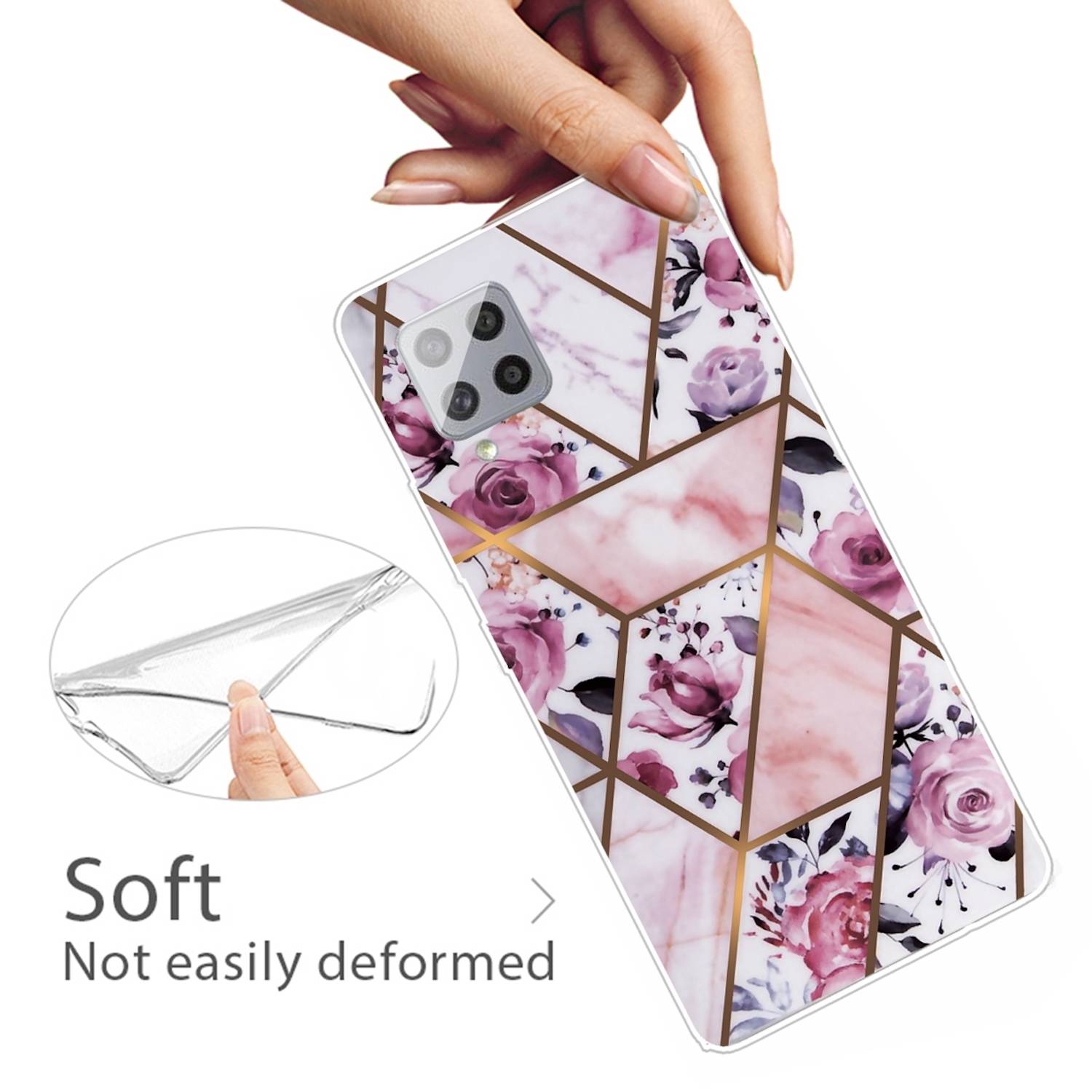 Für Samsung Galaxy A42 5G Silikon Case TPU Marble Rose Schutz Muster Tasche Hülle Cover Etuis Zubehör