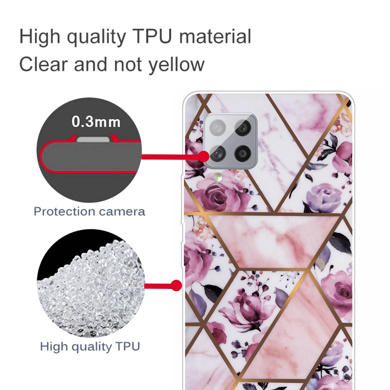 Für Samsung Galaxy A42 5G Silikon Case TPU Marble Rose Schutz Muster Tasche Hülle Cover Etuis Zubehör