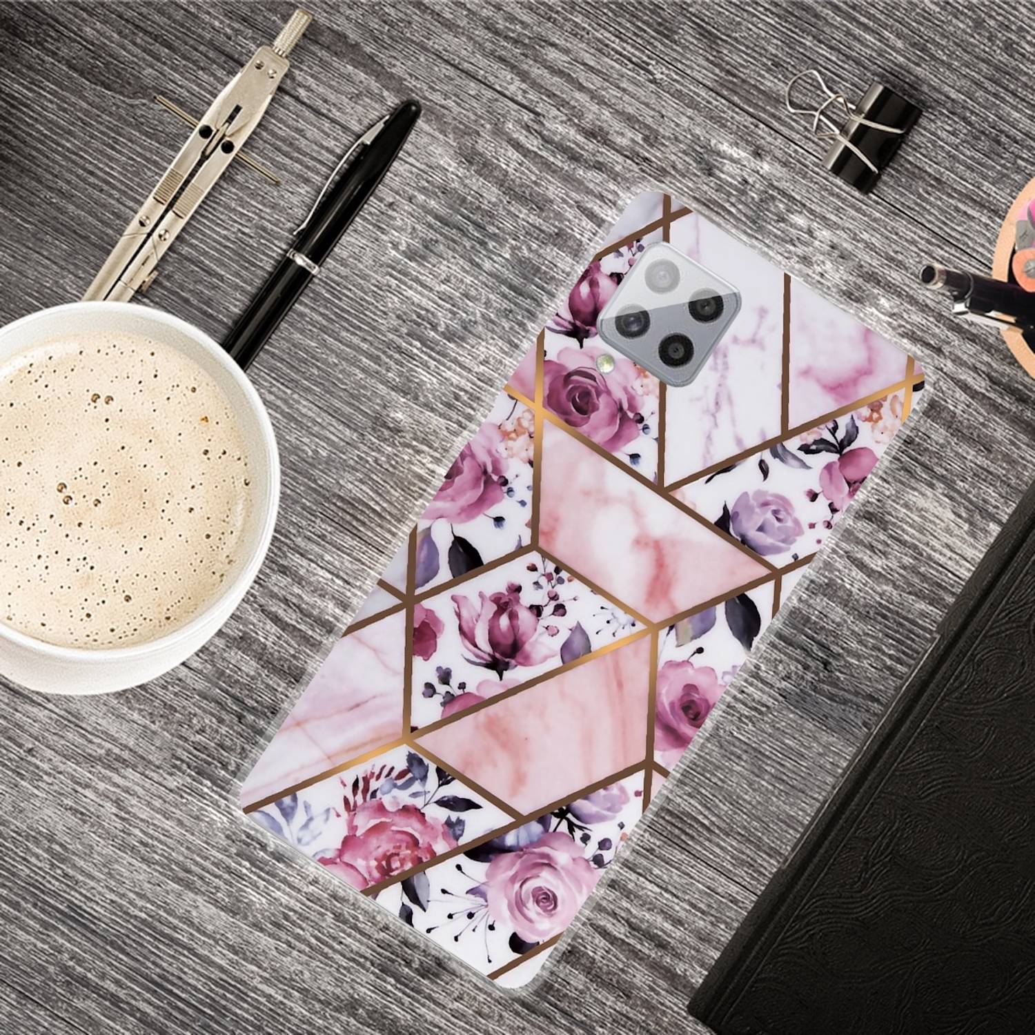 Für Samsung Galaxy A42 5G Silikon Case TPU Marble Rose Schutz Muster Tasche Hülle Cover Etuis Zubehör