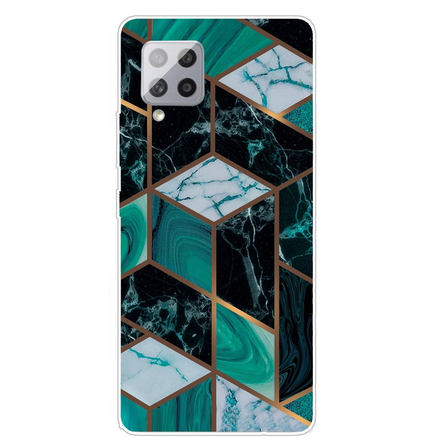 Für Samsung Galaxy A42 5G Silikon Case TPU Marble Dunkel Grün Schutz Muster Tasche Hülle Cover Etuis Zubehör