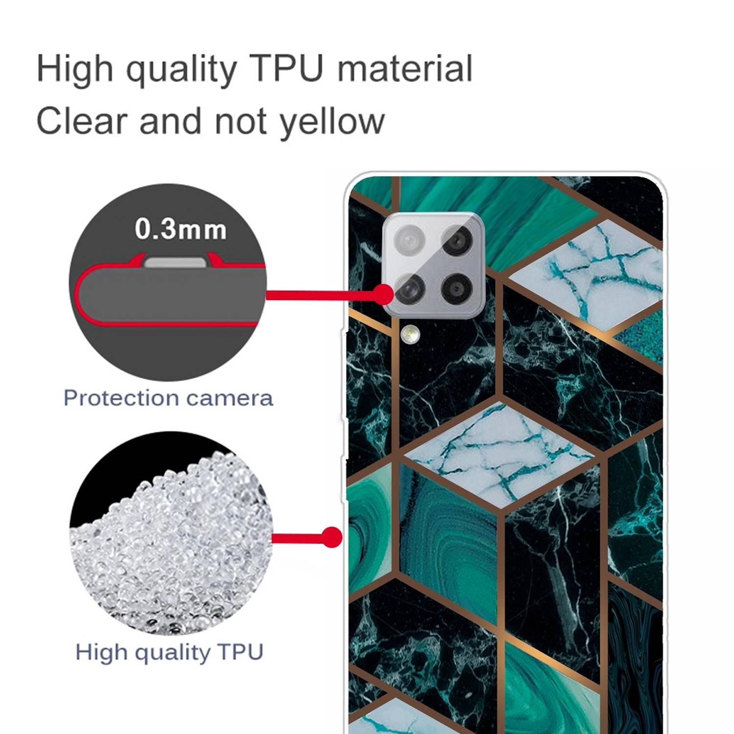 Für Samsung Galaxy A42 5G Silikon Case TPU Marble Dunkel Grün Schutz Muster Tasche Hülle Cover Etuis Zubehör