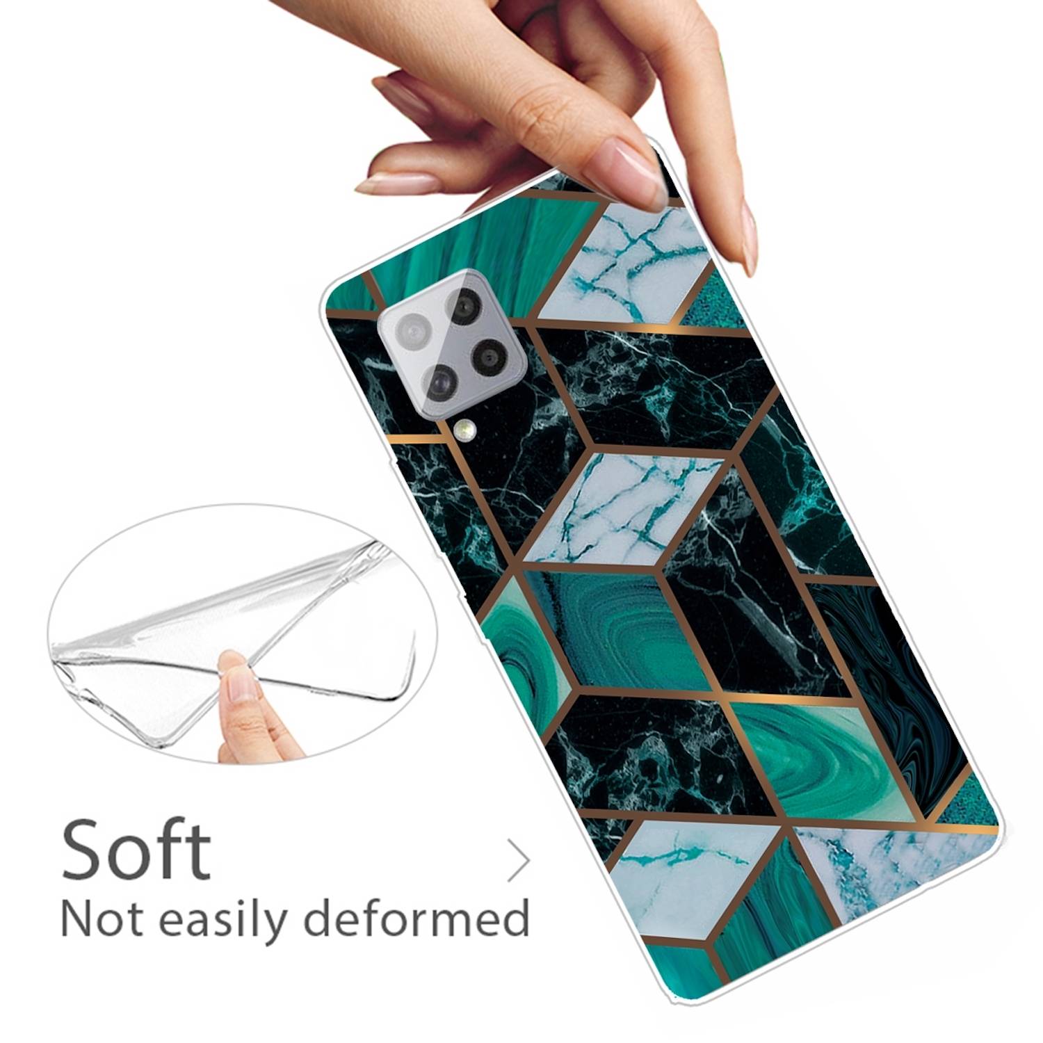 Für Samsung Galaxy A42 5G Silikon Case TPU Marble Dunkel Grün Schutz Muster Tasche Hülle Cover Etuis Zubehör