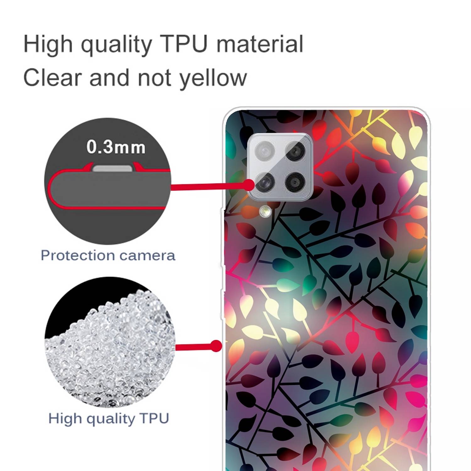 Für Samsung Galaxy A42 5G Silikon Case TPU Zweige Schutz Muster Tasche Hülle Cover Etuis Zubehör