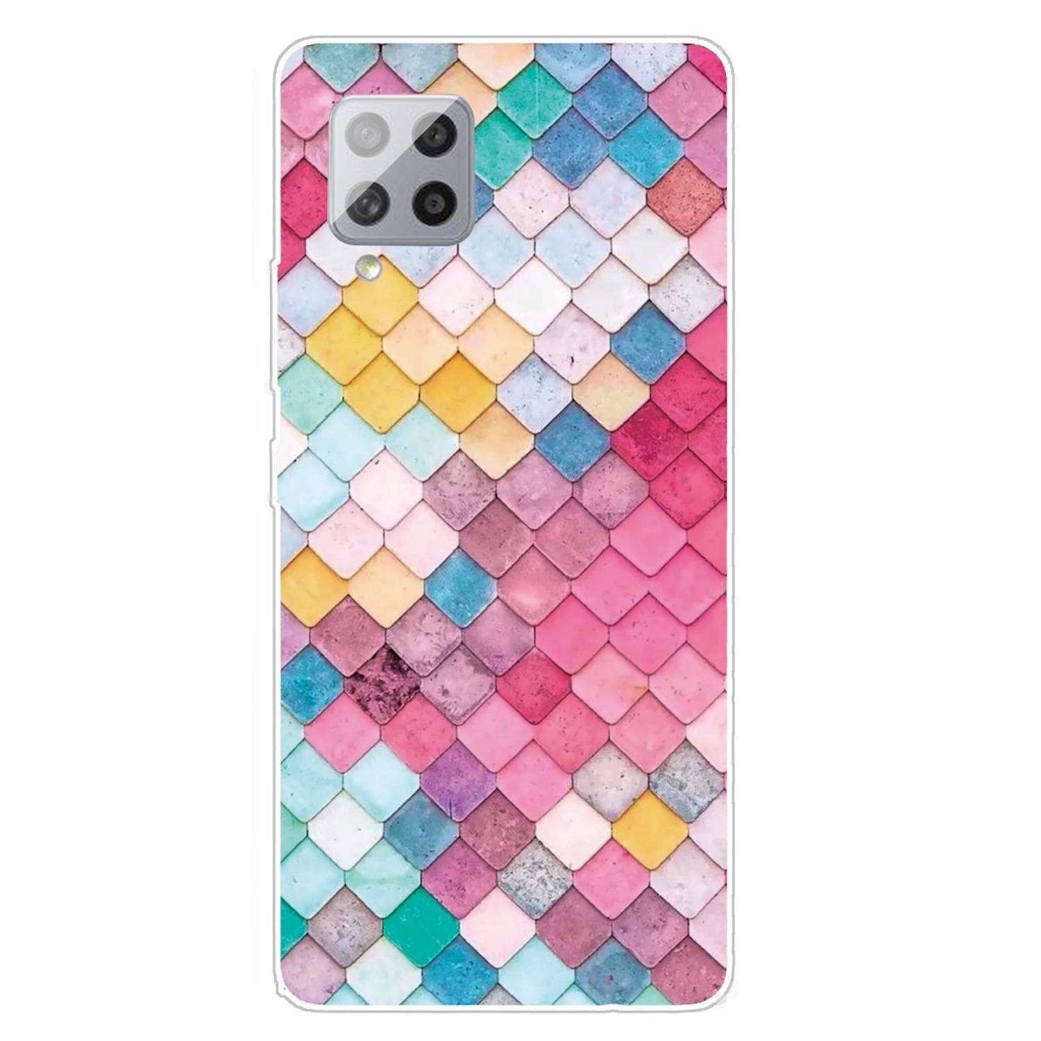 Für Samsung Galaxy A42 5G Silikon Case TPU Color Quartett Schutz Muster Tasche Hülle Cover Etuis Zubehör