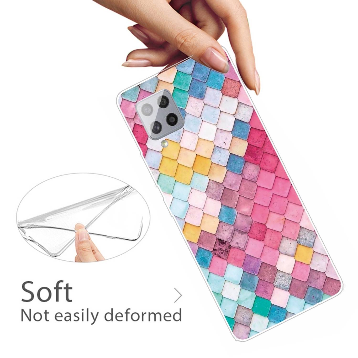 Für Samsung Galaxy A42 5G Silikon Case TPU Color Quartett Schutz Muster Tasche Hülle Cover Etuis Zubehör