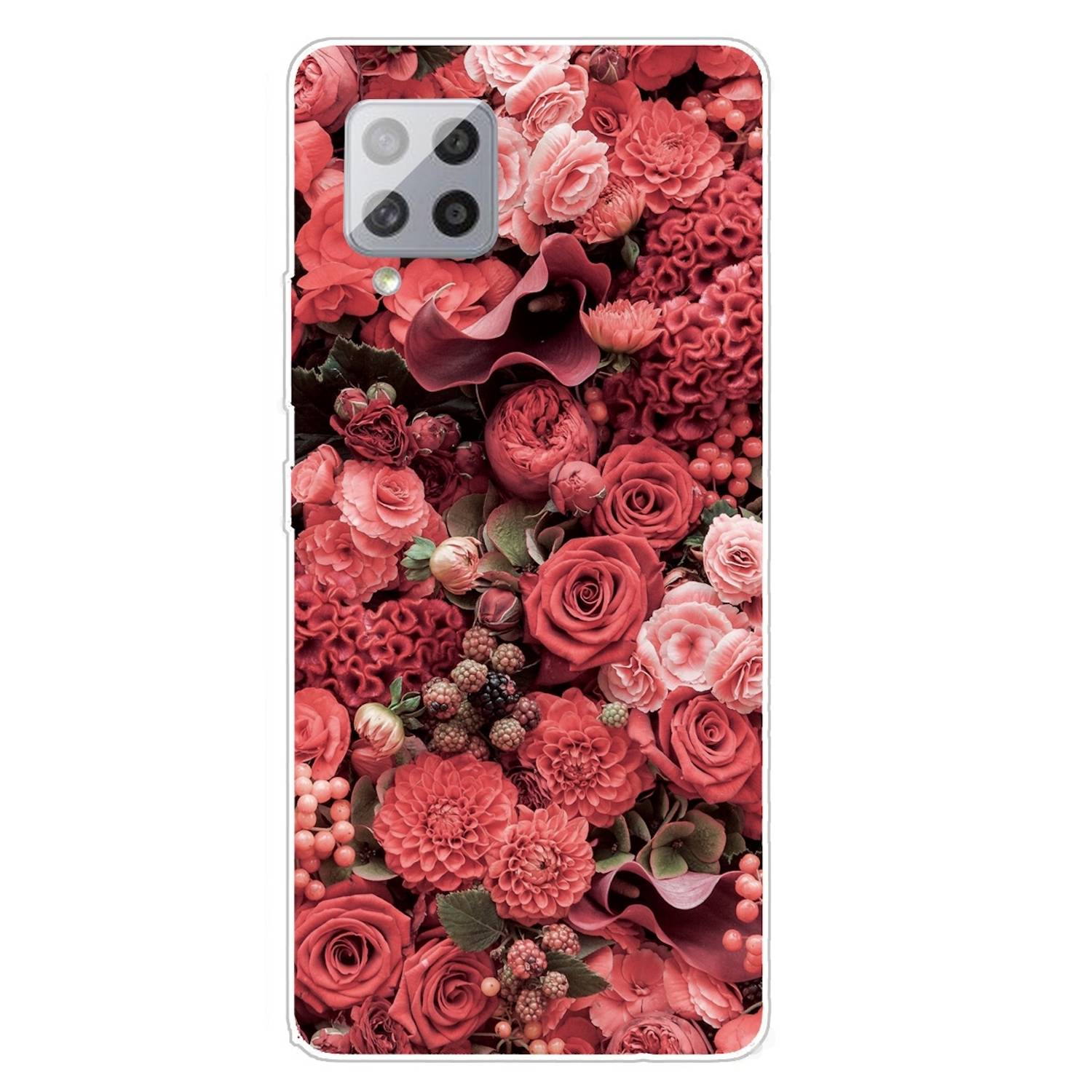Für Samsung Galaxy A42 5G Silikon Case TPU Red Roses Schutz Muster Tasche Hülle Cover Etuis Zubehör