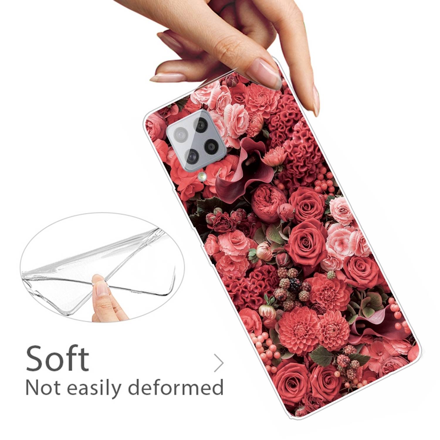 Für Samsung Galaxy A42 5G Silikon Case TPU Red Roses Schutz Muster Tasche Hülle Cover Etuis Zubehör