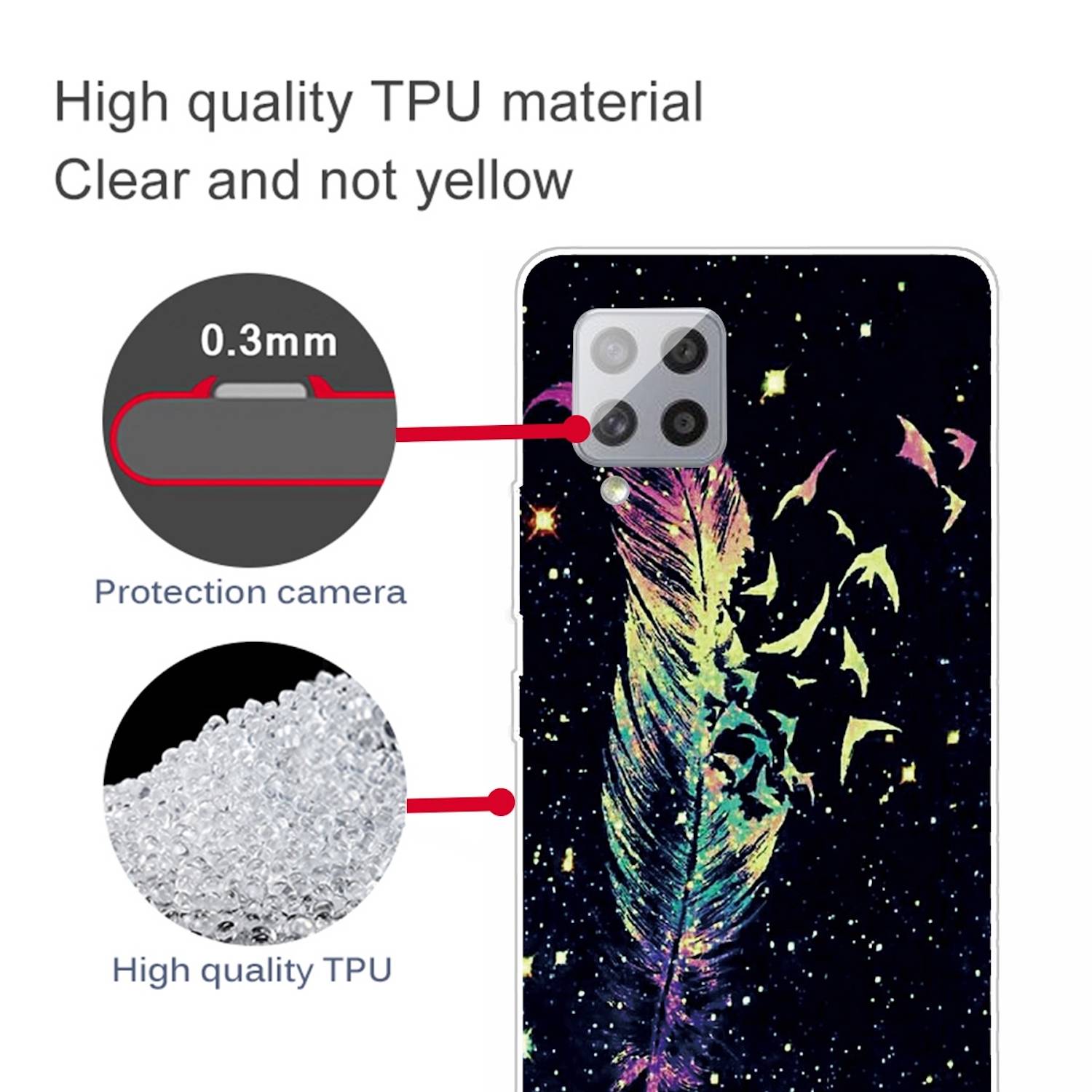 Für Samsung Galaxy A42 5G Silikon Case TPU Feder Schutz Muster Tasche Hülle Cover Etuis Zubehör