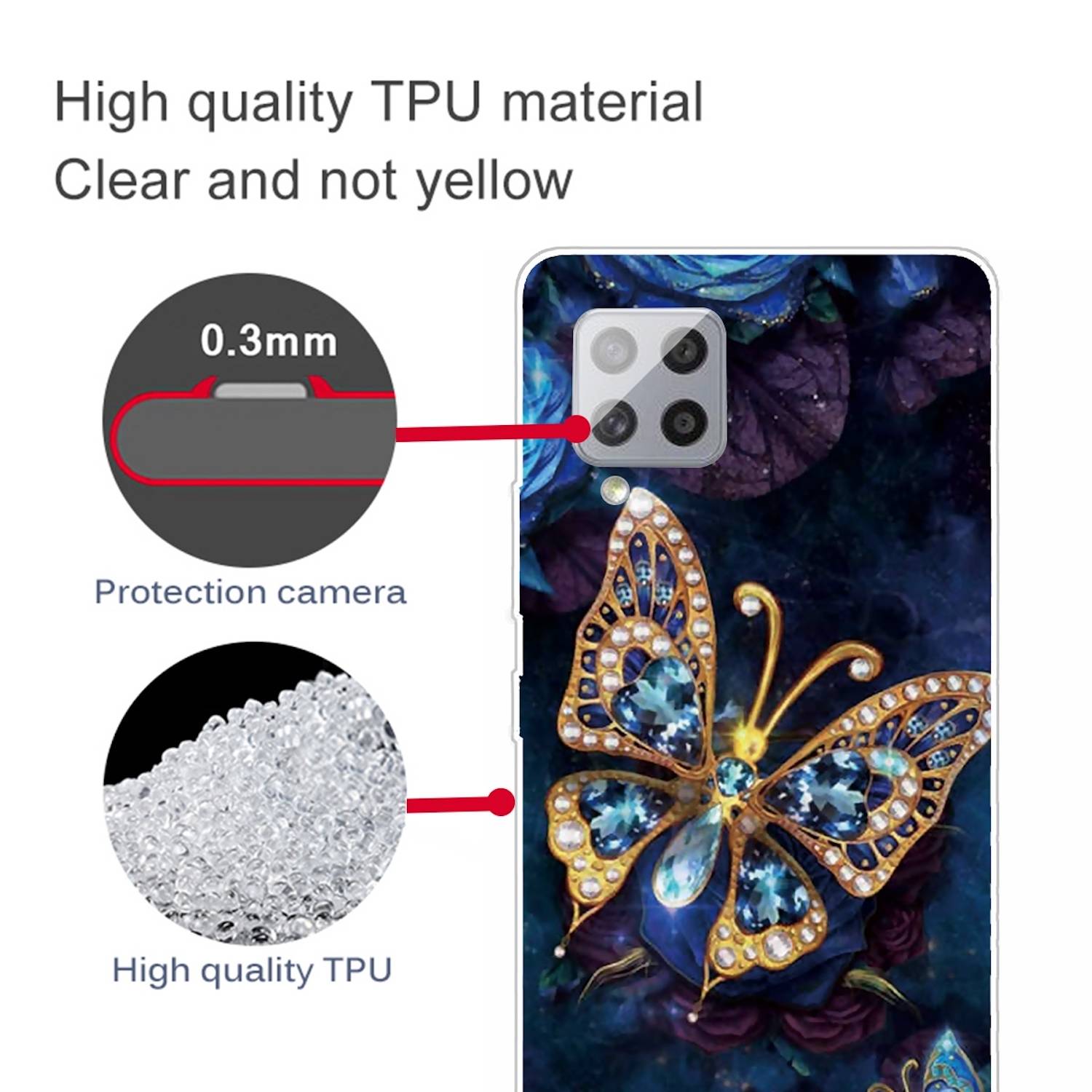 Für Samsung Galaxy A42 5G Silikon Case TPU Jewel Butterfly Schutz Muster Tasche Hülle Cover Etuis Zubehör