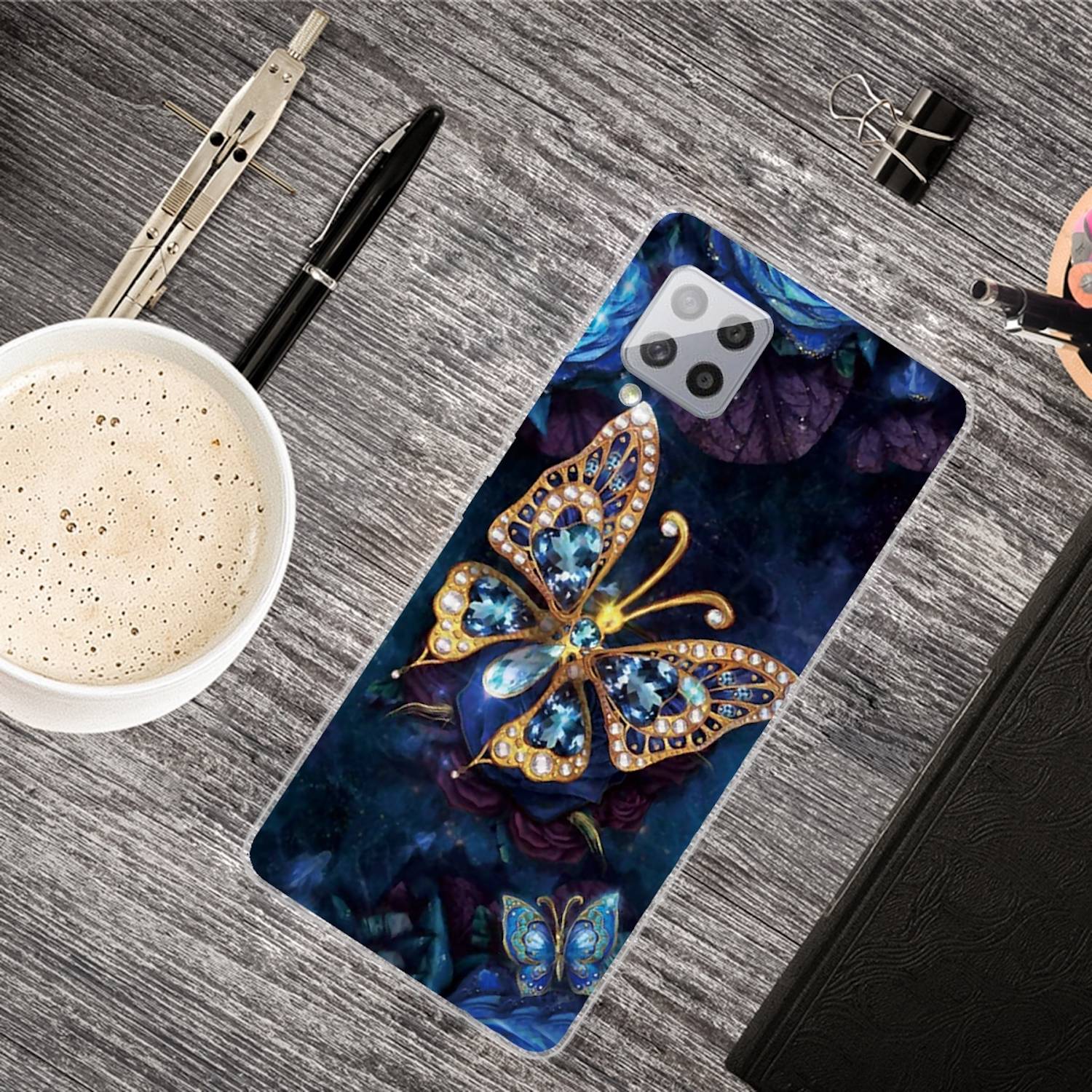 Für Samsung Galaxy A42 5G Silikon Case TPU Jewel Butterfly Schutz Muster Tasche Hülle Cover Etuis Zubehör