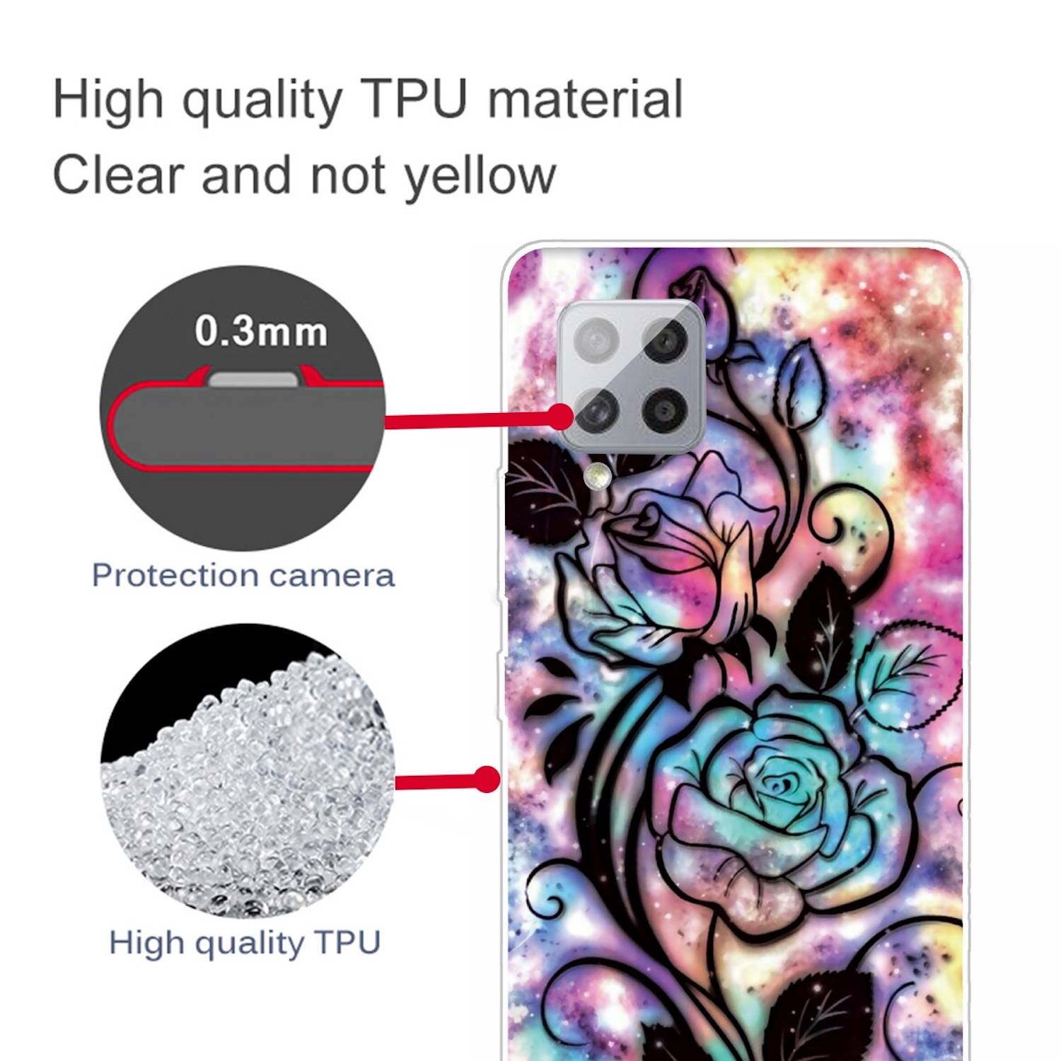Für Samsung Galaxy A42 5G Silikon Case TPU Starry Rose Schutz Muster Tasche Hülle Cover Etuis Zubehör