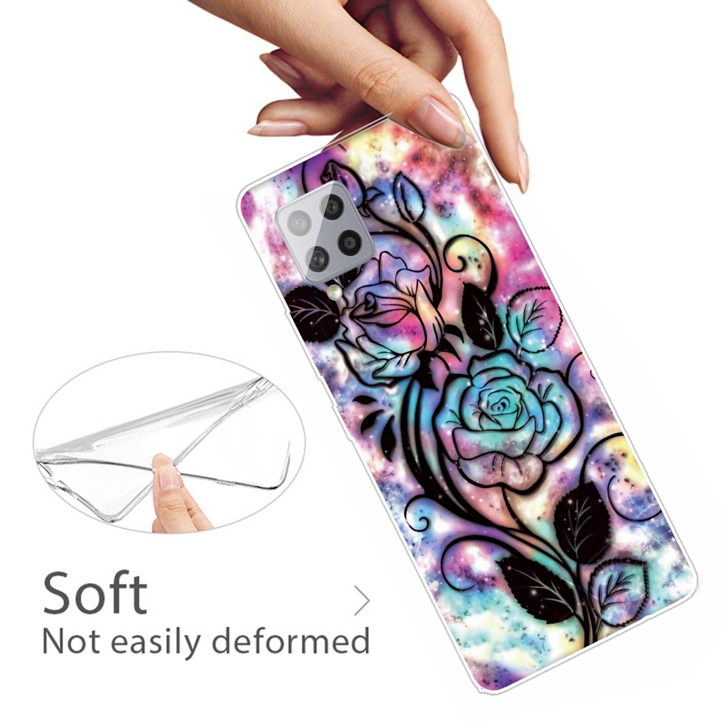 Für Samsung Galaxy A42 5G Silikon Case TPU Starry Rose Schutz Muster Tasche Hülle Cover Etuis Zubehör