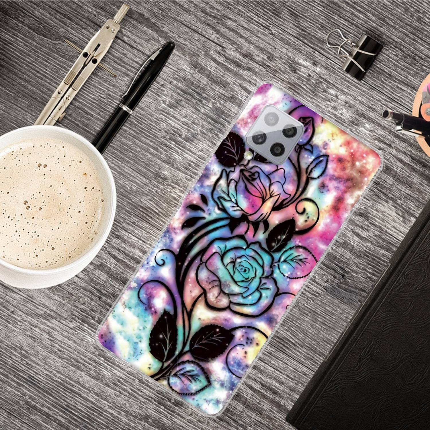 Für Samsung Galaxy A42 5G Silikon Case TPU Starry Rose Schutz Muster Tasche Hülle Cover Etuis Zubehör