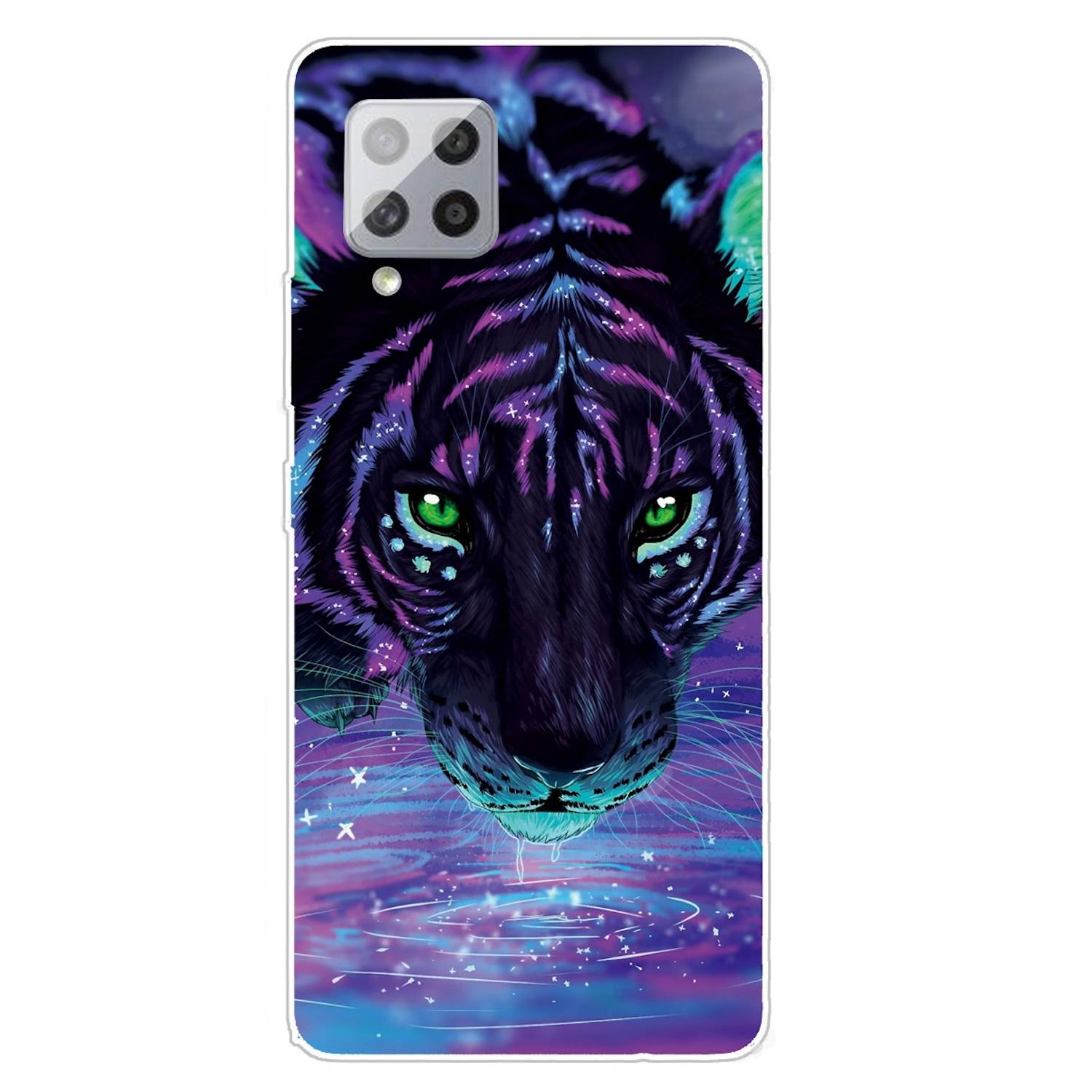 Für Samsung Galaxy A42 5G Silikon Case TPU Purple Tiger Schutz Muster Tasche Hülle Cover Etuis Zubehör