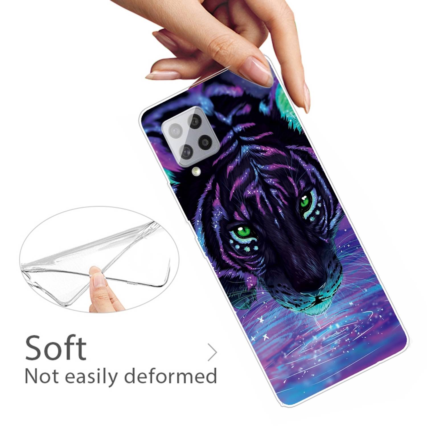 Für Samsung Galaxy A42 5G Silikon Case TPU Purple Tiger Schutz Muster Tasche Hülle Cover Etuis Zubehör