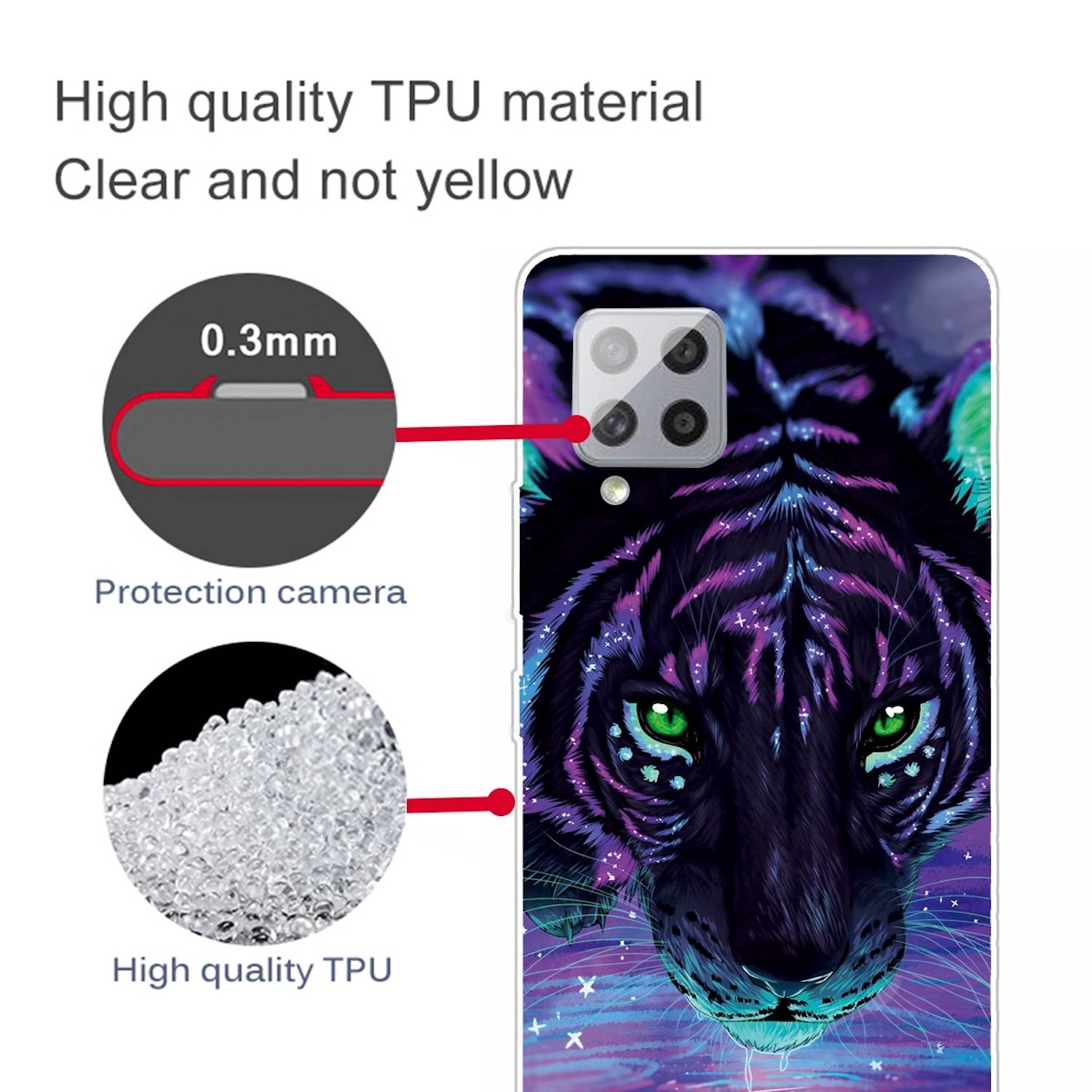 Für Samsung Galaxy A42 5G Silikon Case TPU Purple Tiger Schutz Muster Tasche Hülle Cover Etuis Zubehör