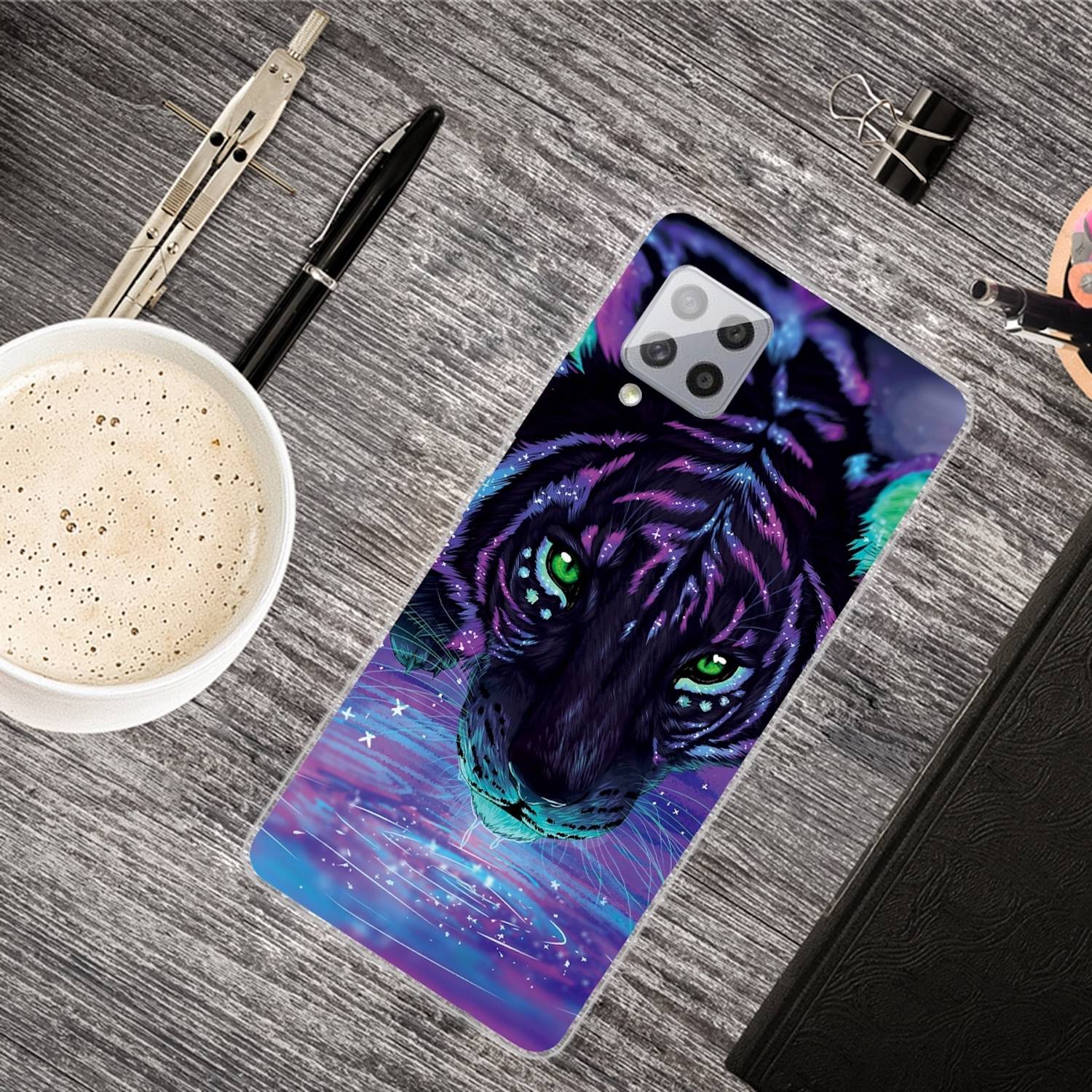 Für Samsung Galaxy A42 5G Silikon Case TPU Purple Tiger Schutz Muster Tasche Hülle Cover Etuis Zubehör